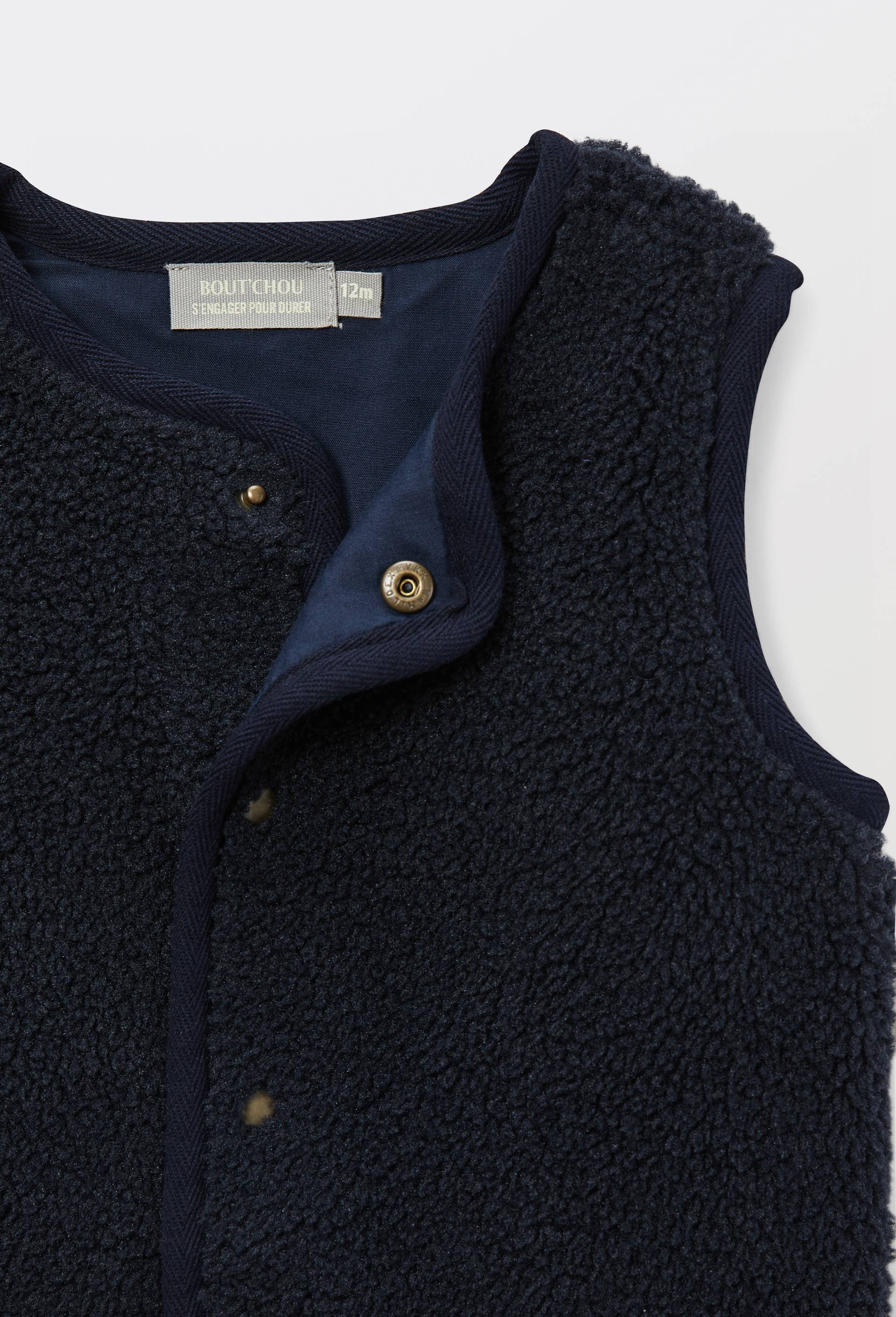 Gilet sans manches uni en sherpa, Bleu fonc&eacute;, large image number 2
