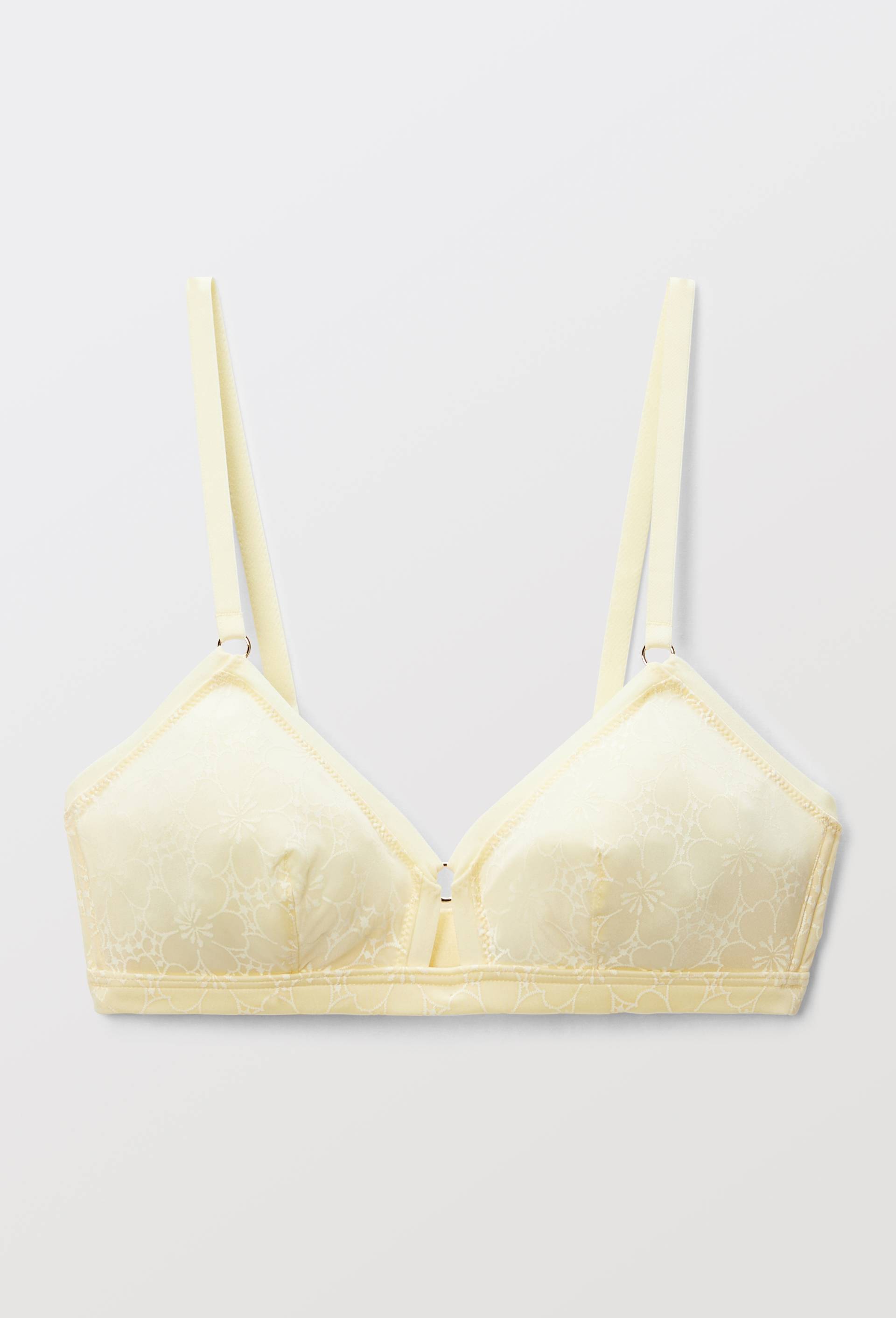 Soutien-gorge triangle FLORA en microfibre imprim&eacute;e, Jaune clair, large image number 2