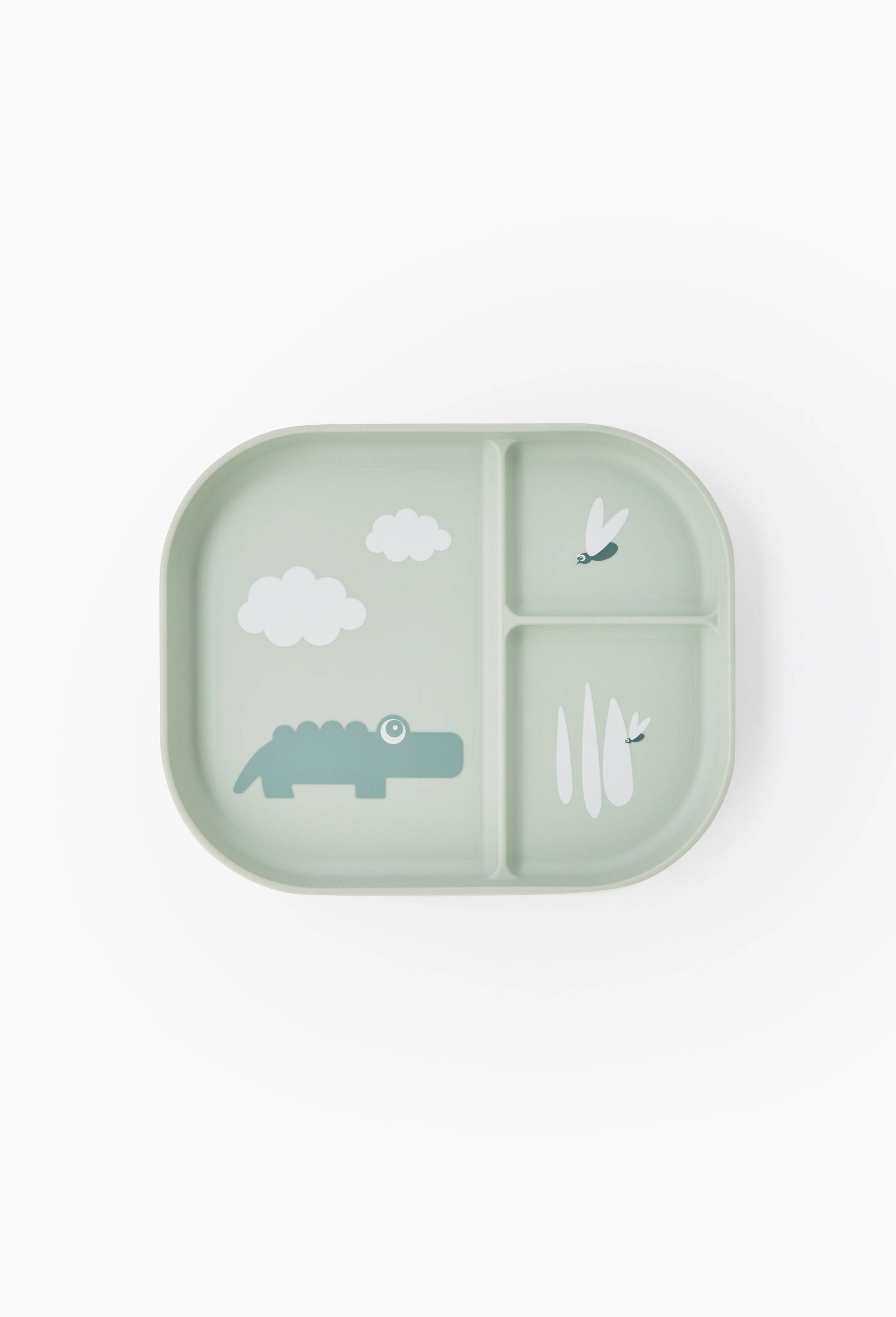 Assiette &agrave; compartiment pour enfant, 22cm, Vert clair, large image number 0