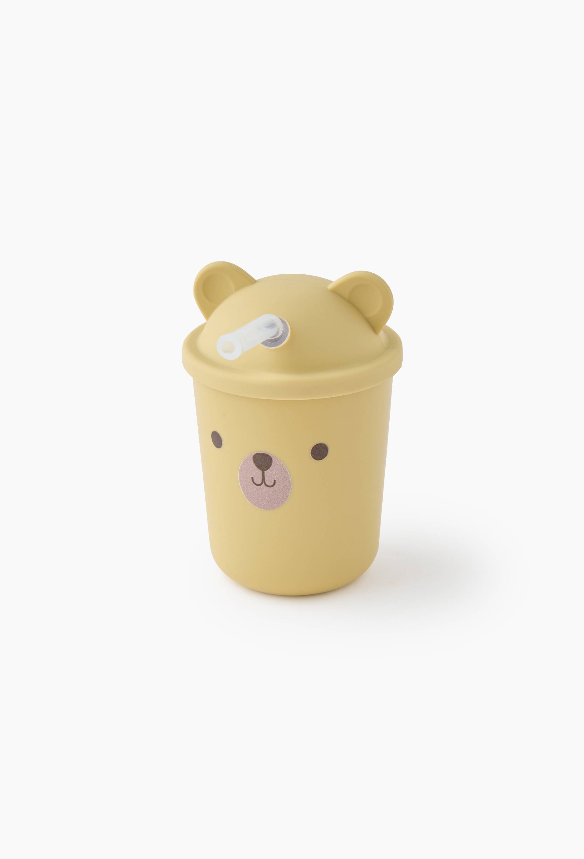 Gobelet pour enfant avec paille en silicone, 8cm, Bleu clair, large image number 0