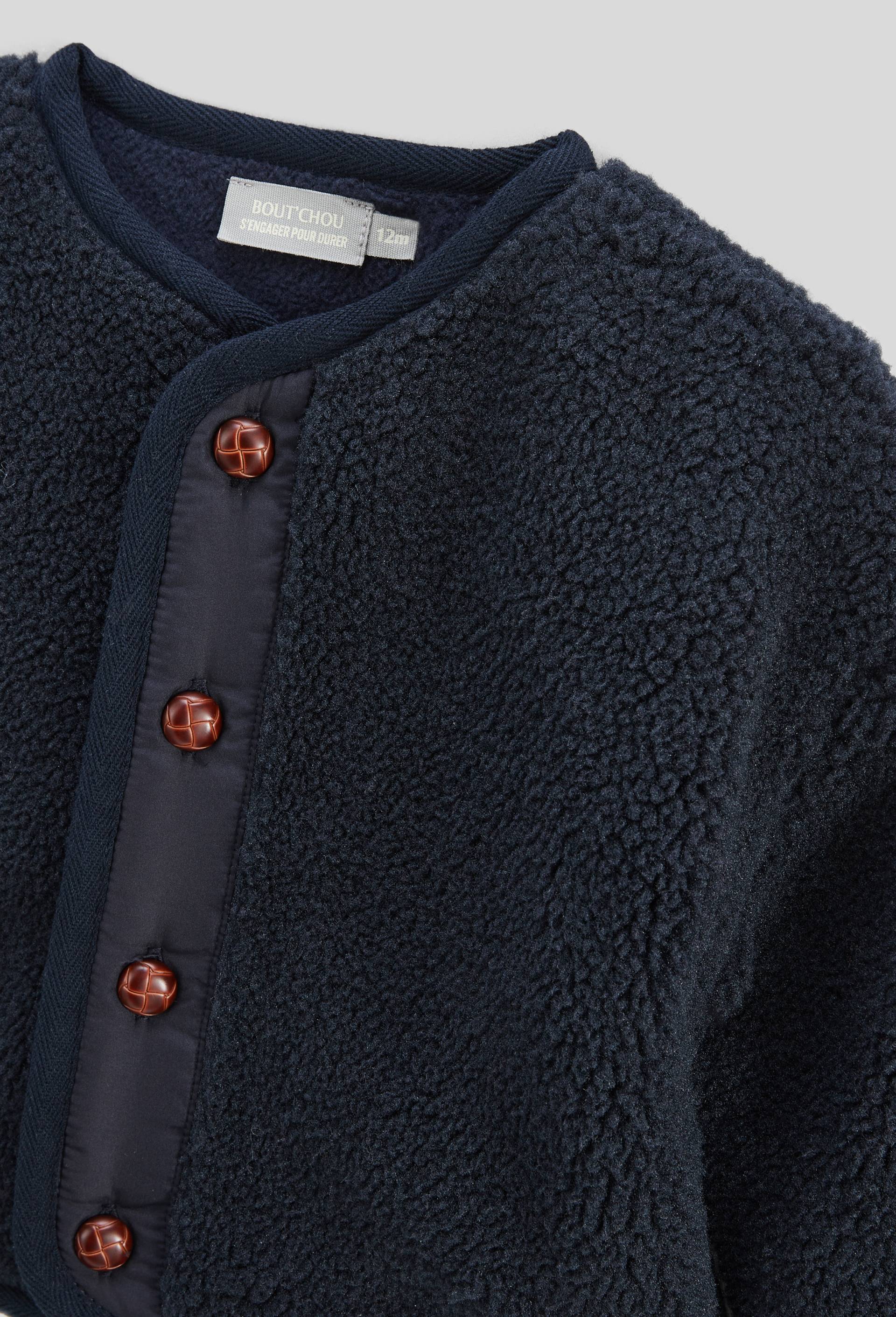 Veste unie en sherpa, Bleu foncé, large image number 2