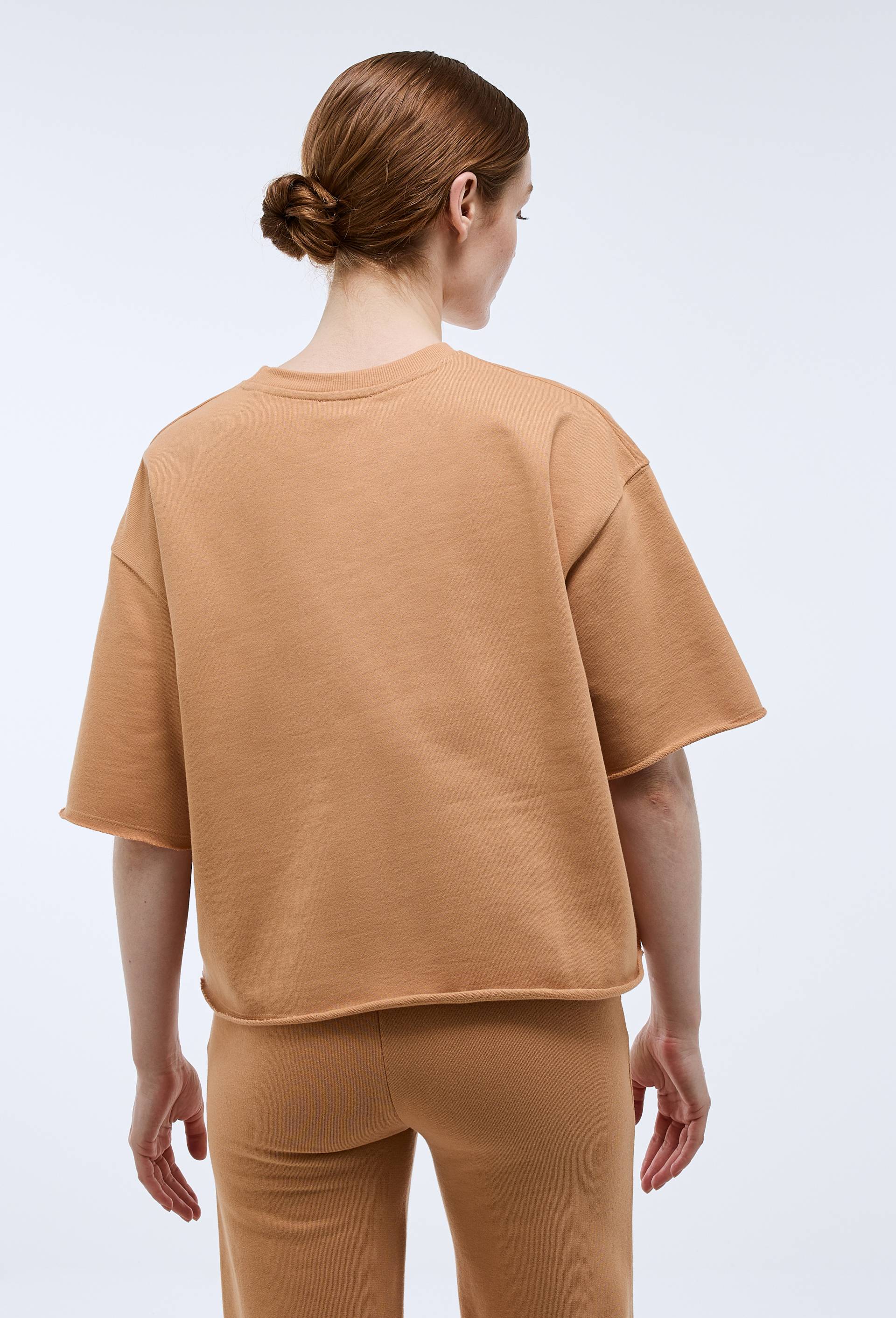 Tee-shirt en molleton l&eacute;ger en coton BIO, Orange clair, large image number 1