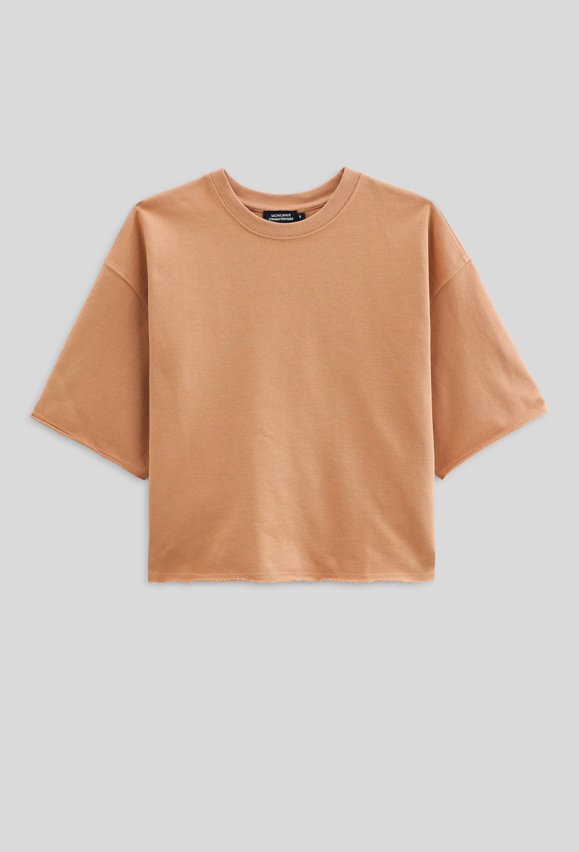 Tee-shirt en molleton l&eacute;ger en coton BIO, Orange clair, large image number 2