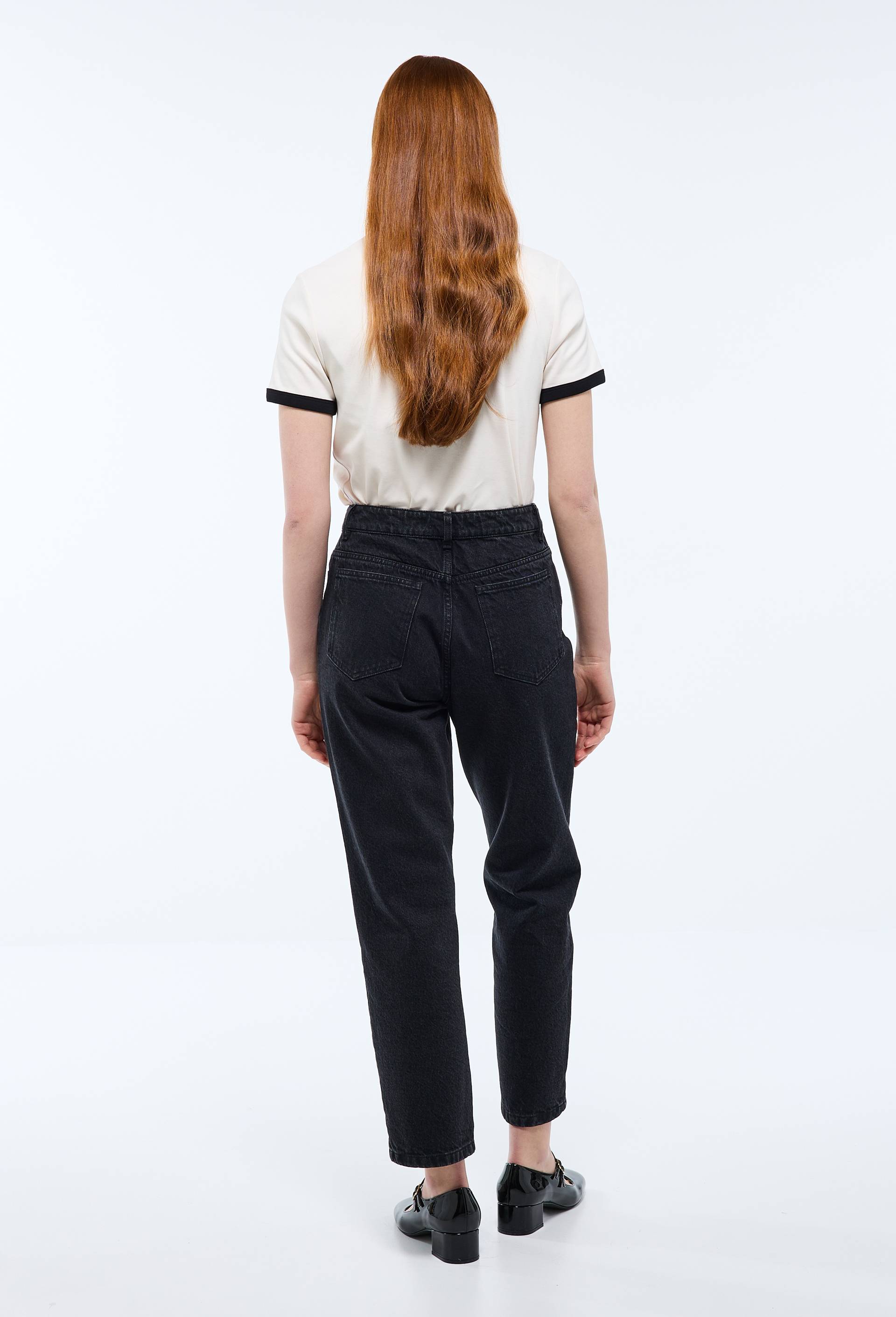 Jean droit coton, Gris fonc&eacute;, large image number 1.0