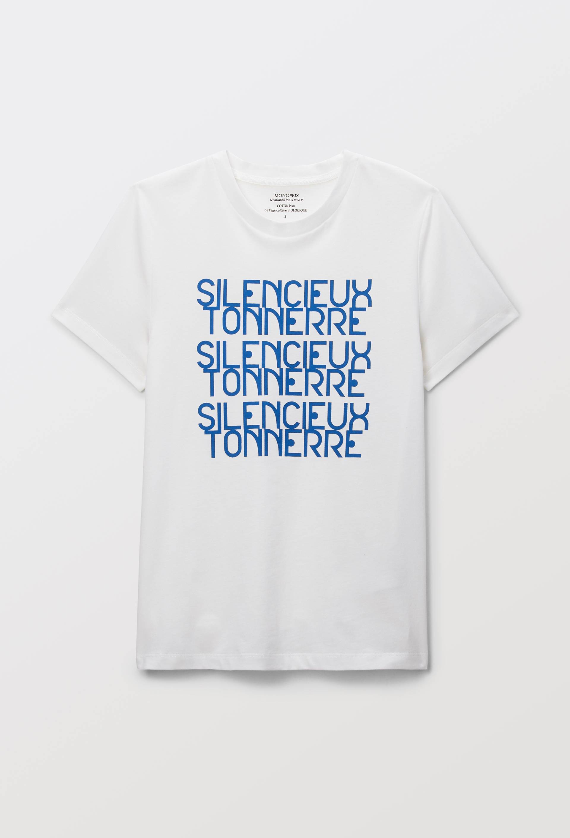 T-shirt &agrave; manches courtes &agrave; message imprim&eacute; en coton BIO, Ecru, large image number 2
