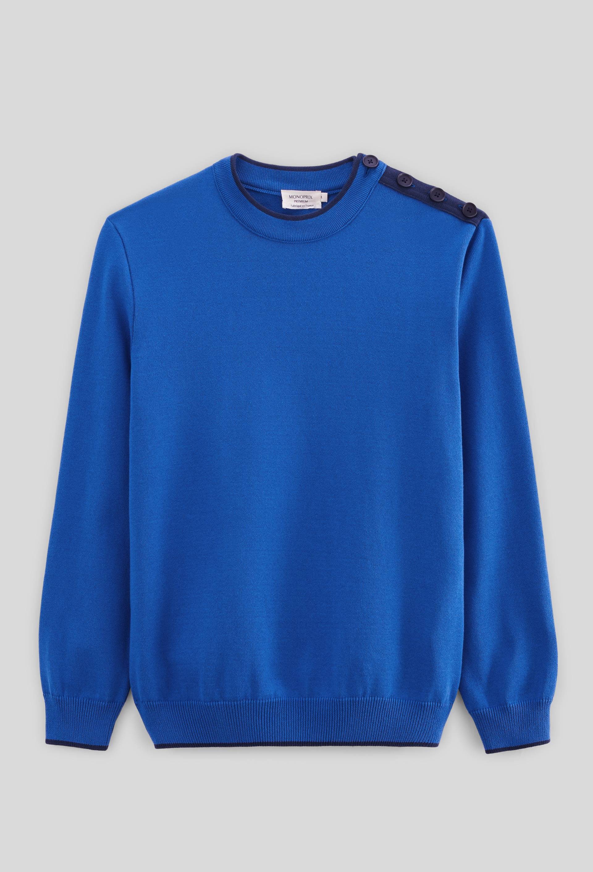 Pull col rond Made In France, Bleu, large image number 2