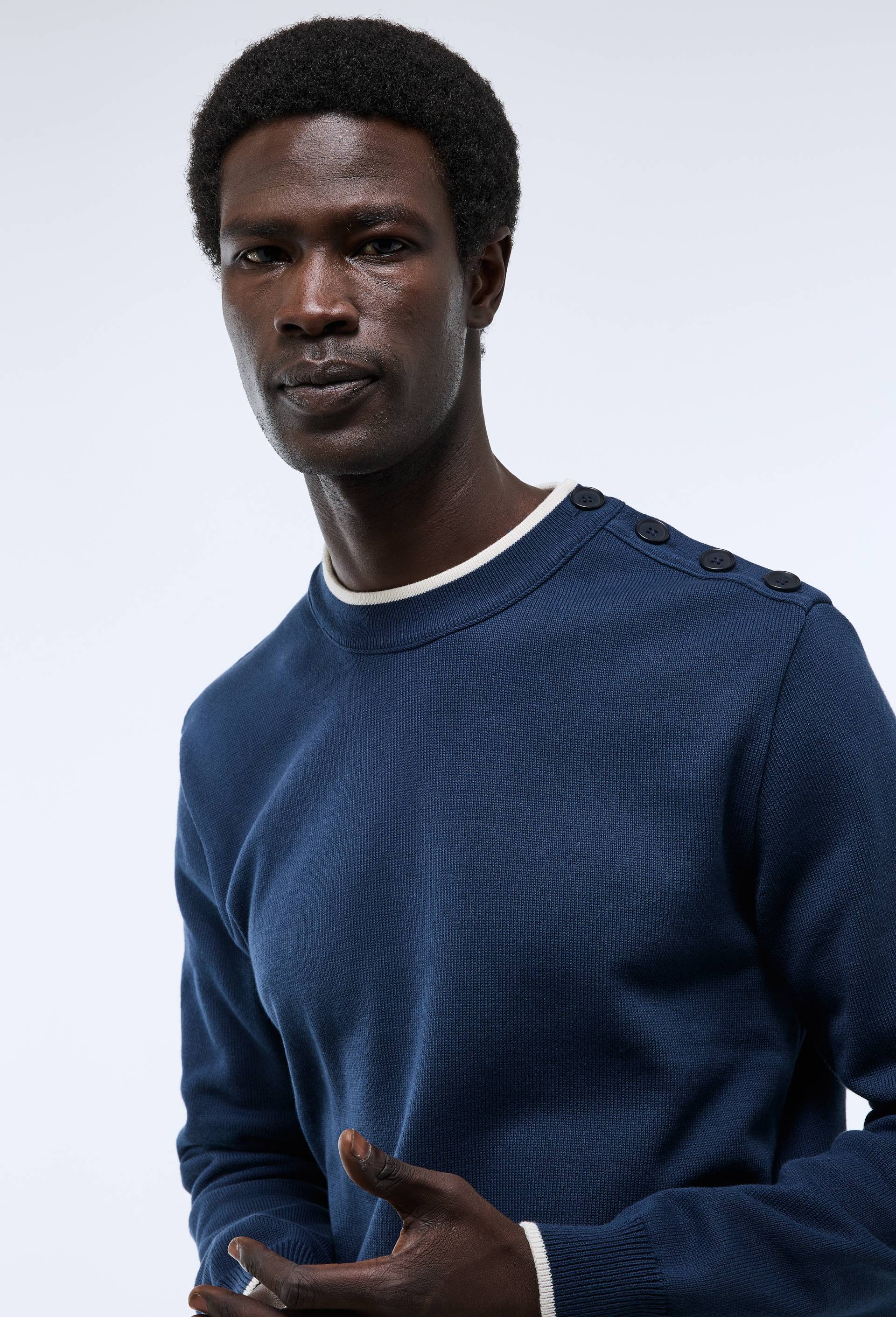 Pull col rond Made In France, Bleu fonc&eacute;, large image number 1