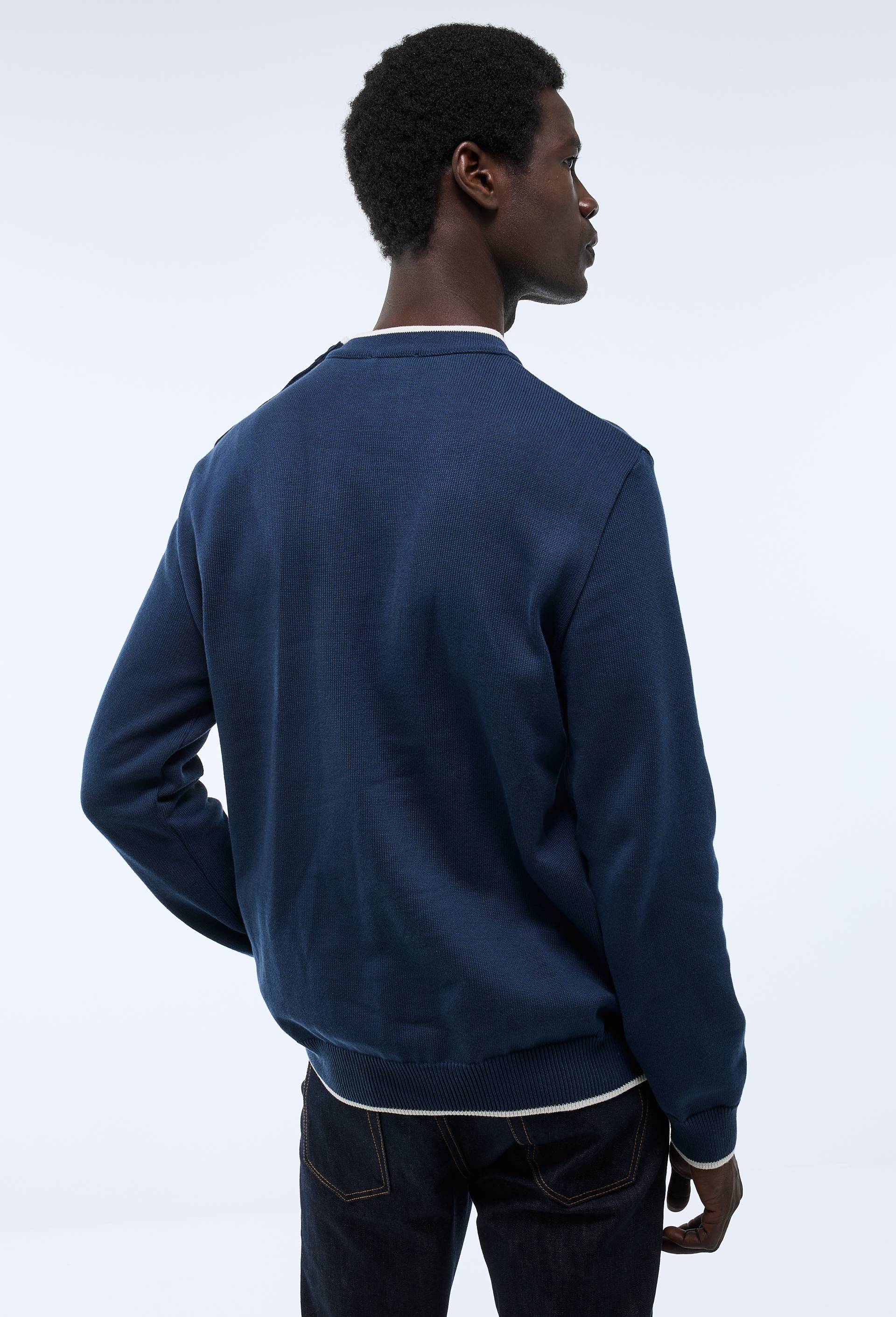 Pull col rond Made In France, Bleu fonc&eacute;, large image number 2