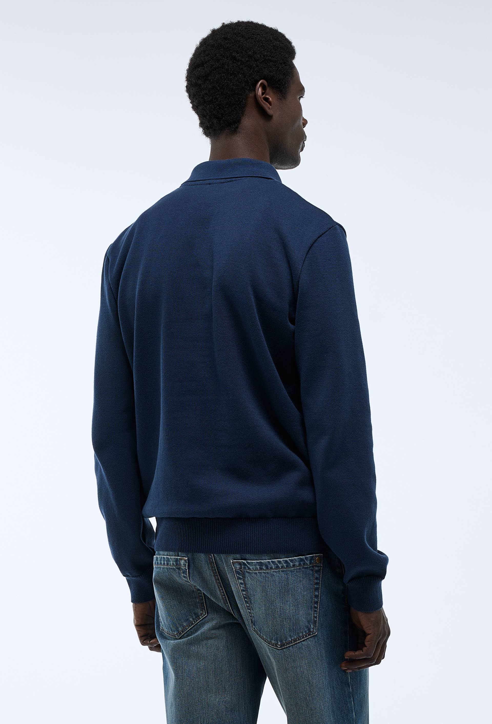 Pull col polo Made in France, Bleu fonc&eacute;, large image number 1