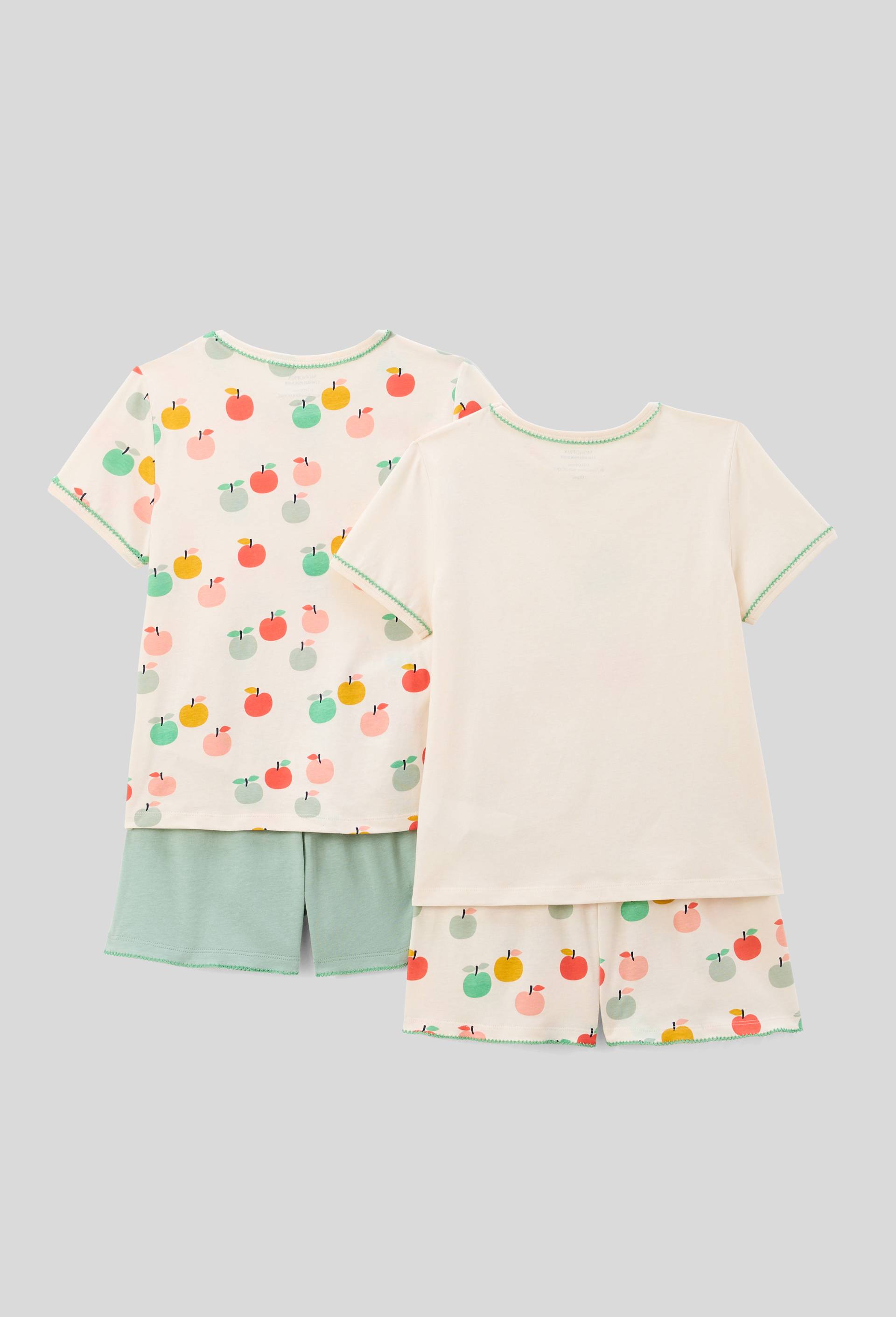 Lot de 2 pyjamas shorts imprim&eacute; en jersey coton BIO GOTS, Vert clair, large image number 1