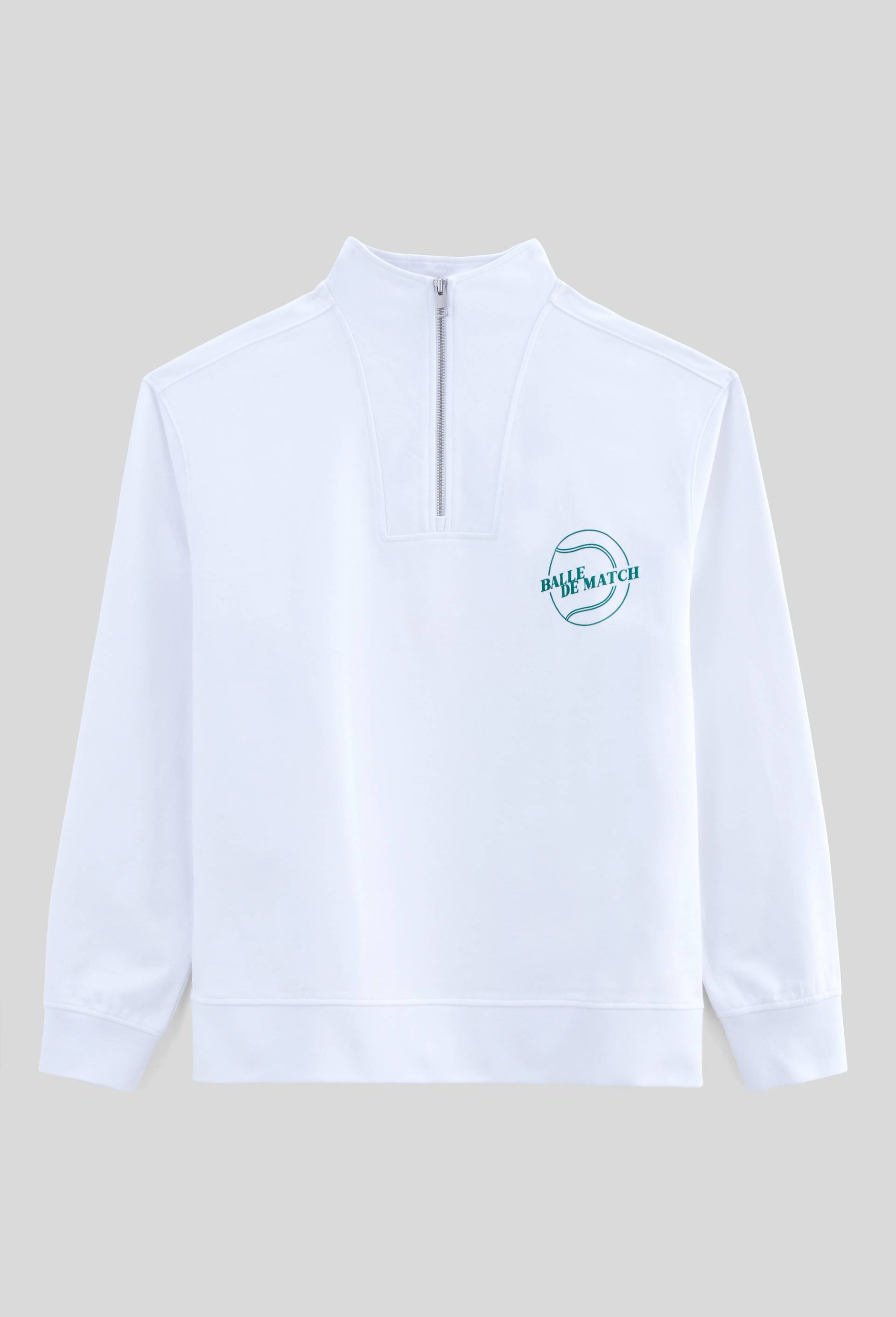 Sweat col camioneur en molleton de coton BIO GOTS, Blanc, large image number 3