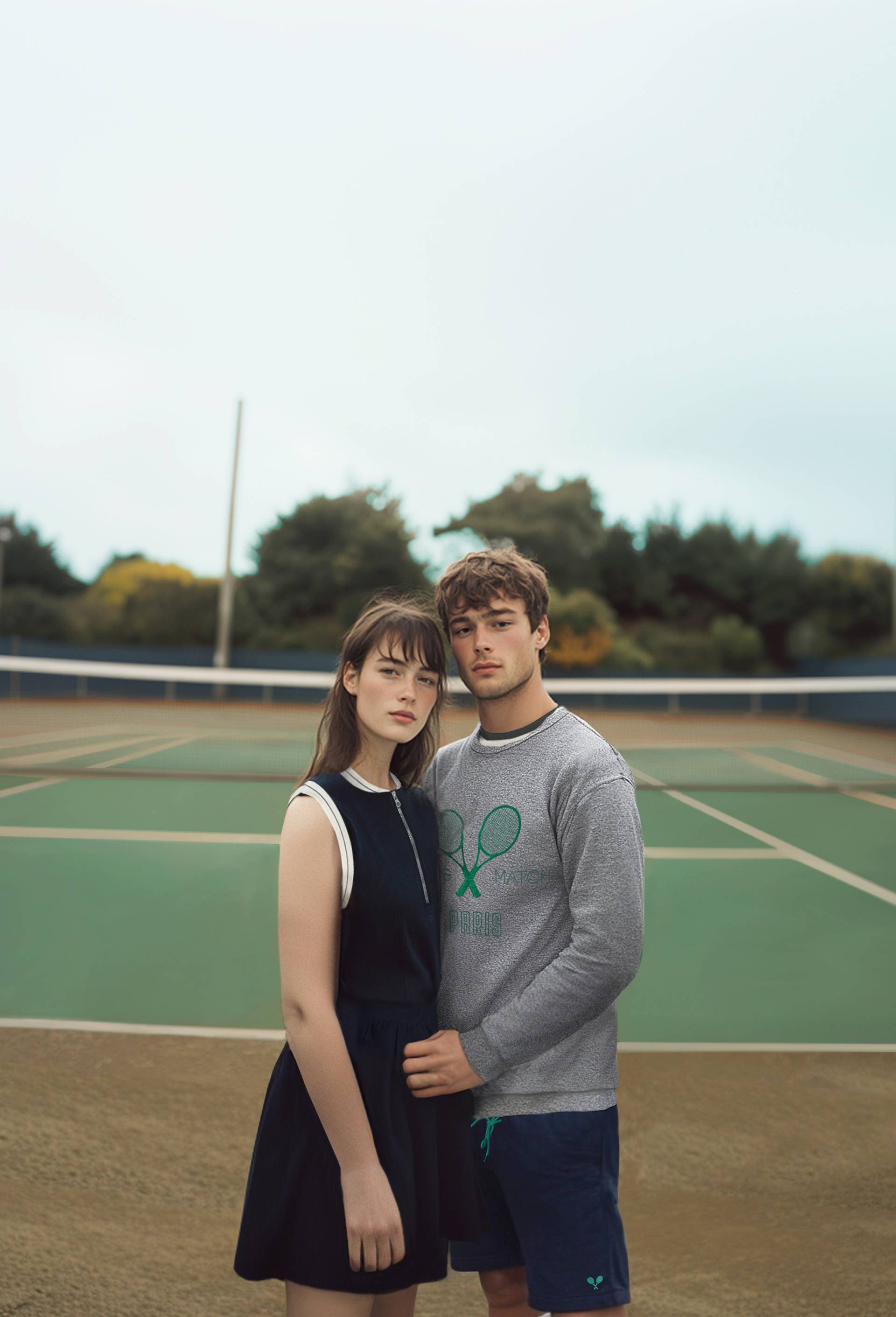Sweat de tennis manches longues en molleton de coton BIO GOTS, Gris, large image number 0