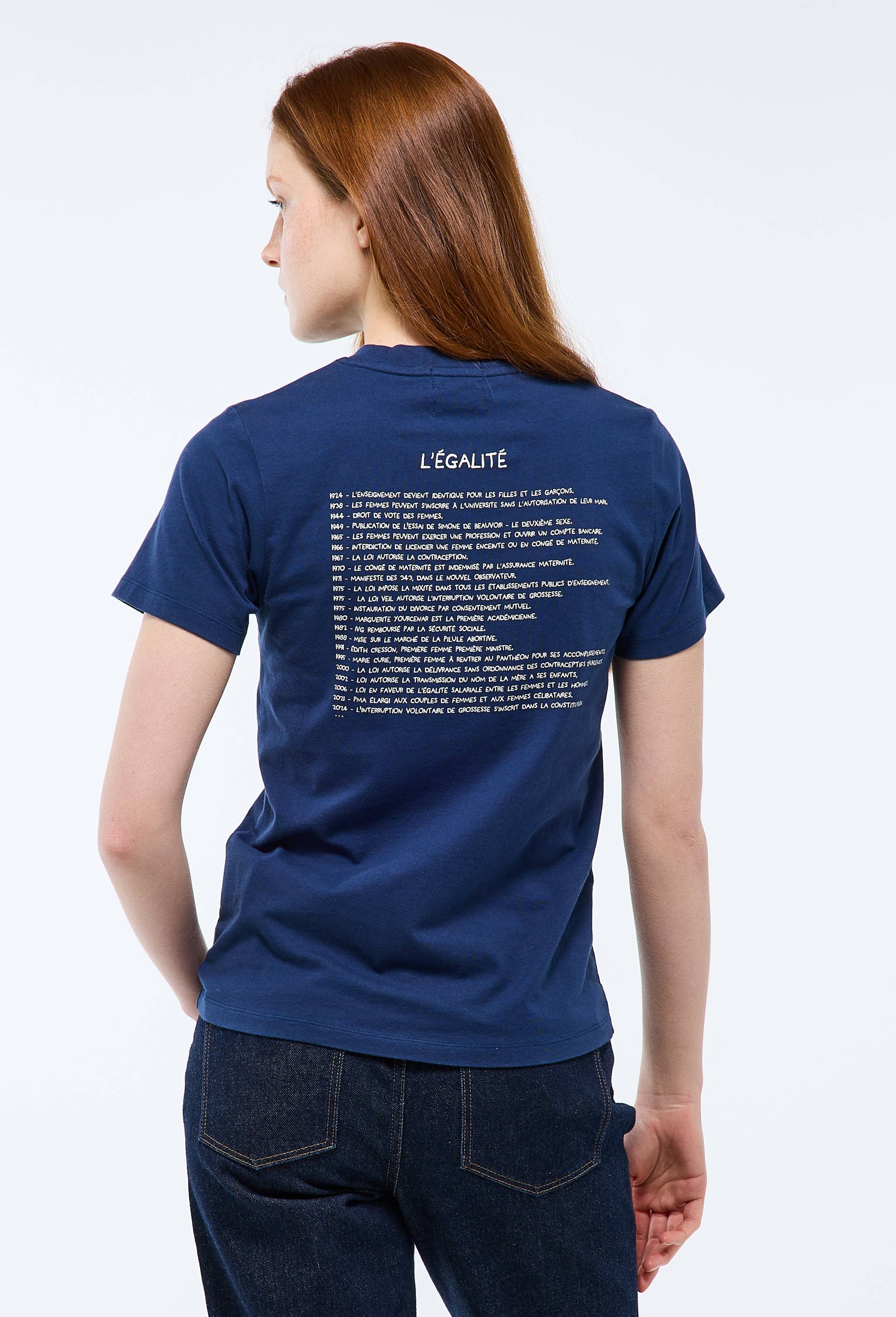 T-shirt &agrave; manches courtes &agrave; message imprim&eacute; en coton BIO, Bleu fonc&eacute;, large image number 2.0