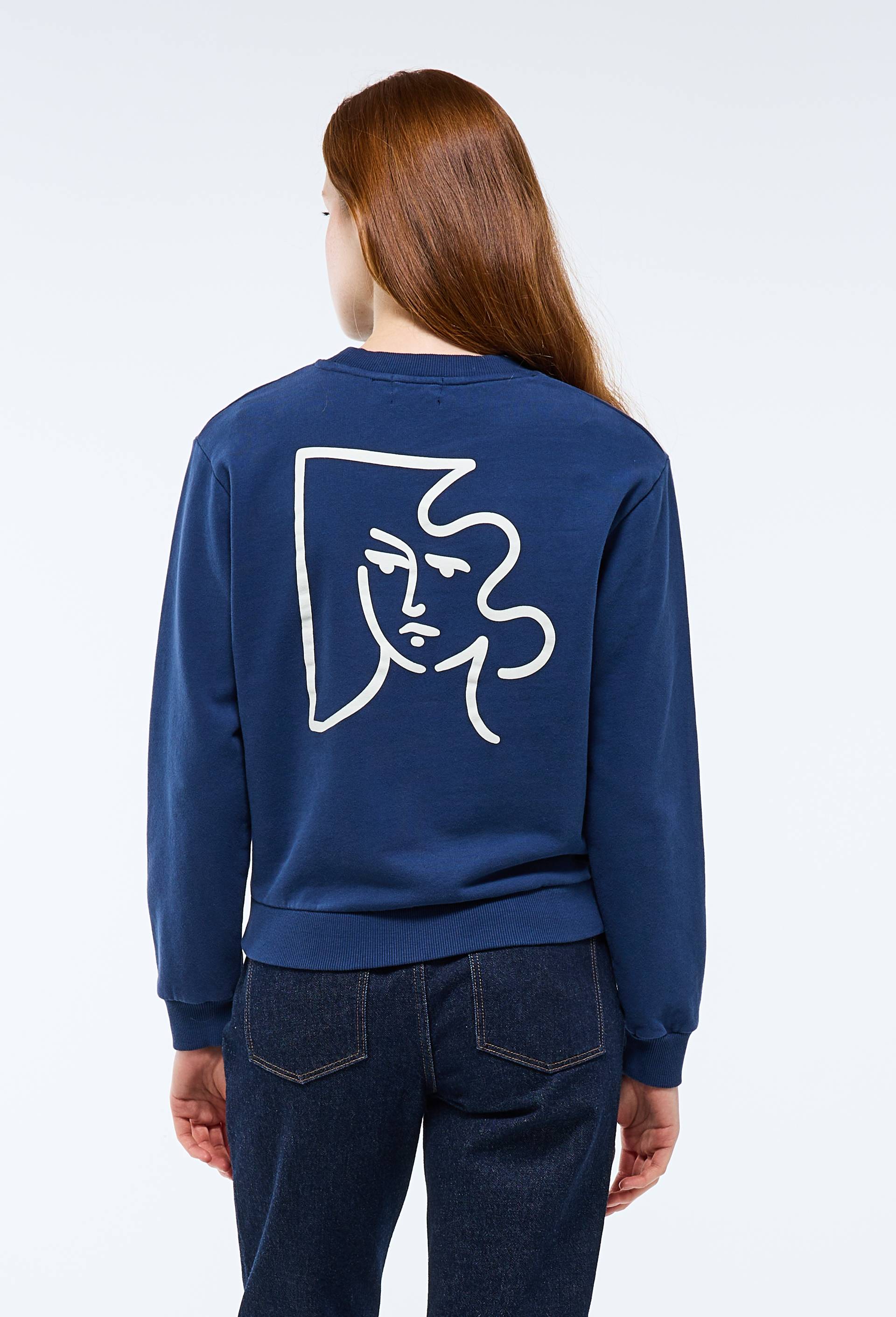 Sweat manches longues texte plac&eacute; en coton BIO, Bleu fonc&eacute;, large image number 1