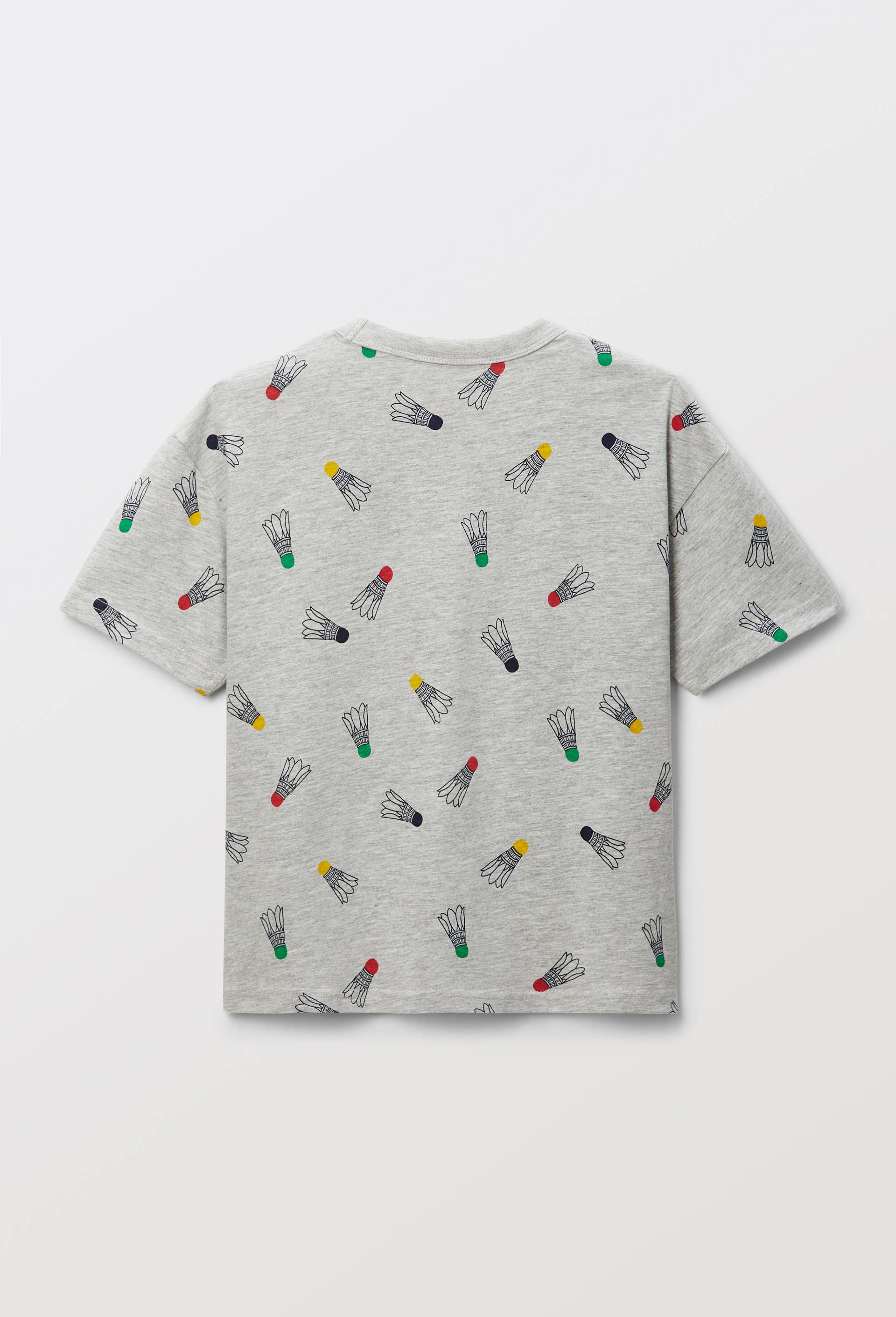T-shirt manches courtes imprimé en coton BIO GOTS, Gris clair, large image number 2