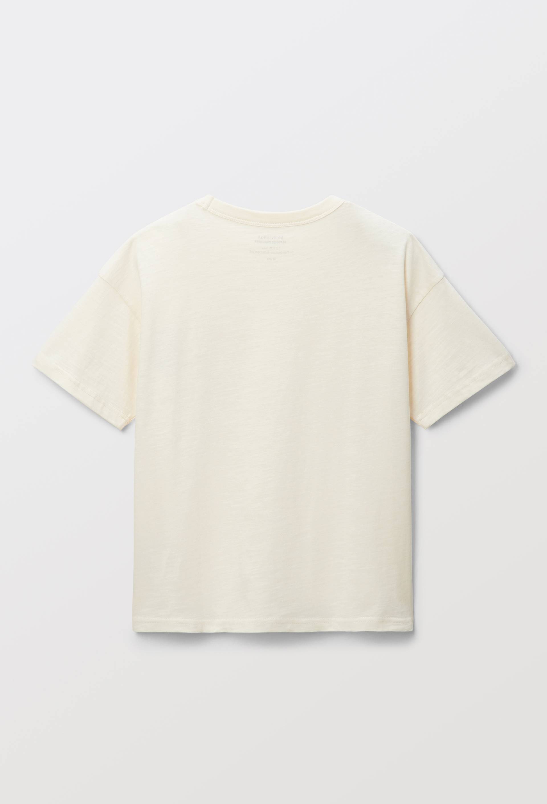 T-shirt manches courtes imprimé poitrine en coton BIO GOTS, Beige clair, large image number 5