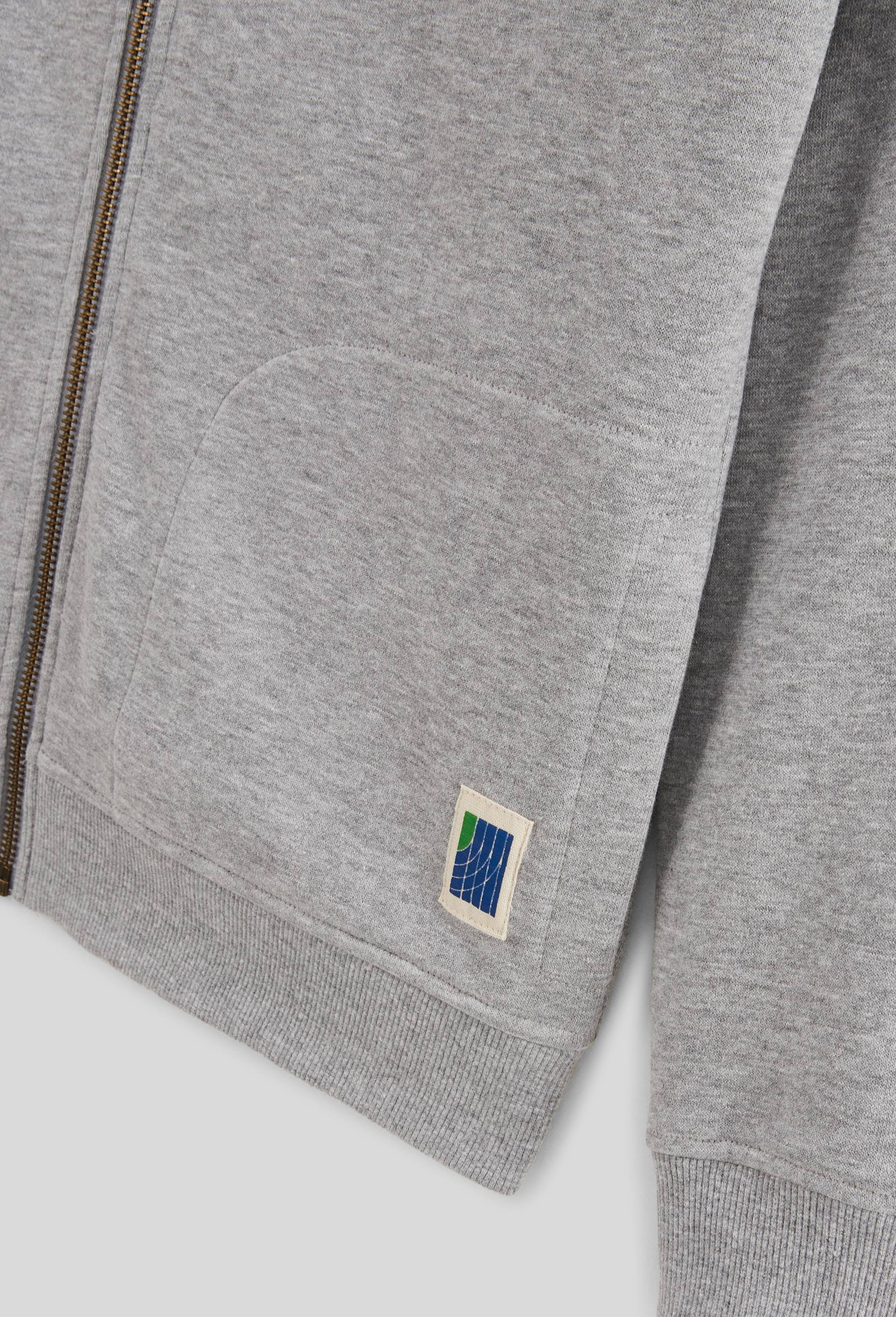 Sweat zippé à capuche imprimé dos en coton BIO GOTS, Gris clair, large image number 2