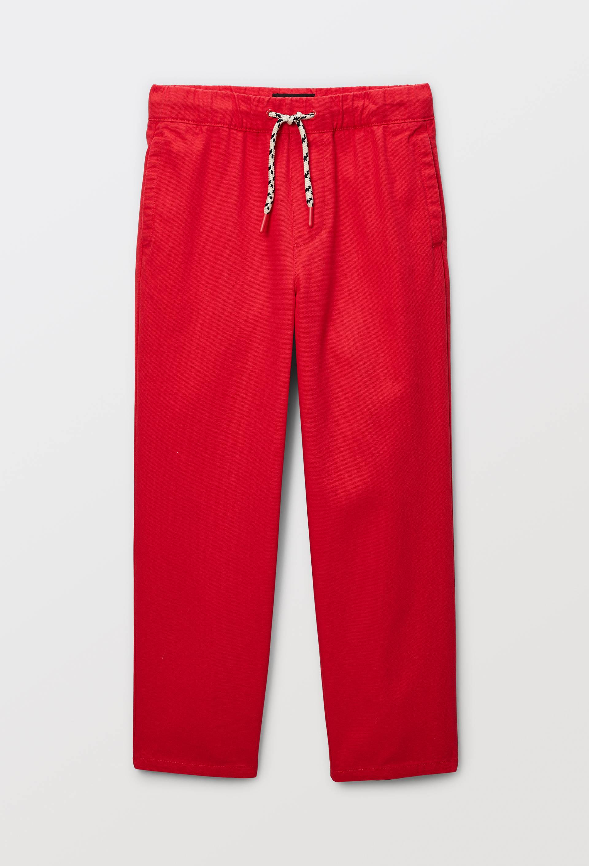 Pantalon droit uni en coton, Rouge, large image number 0