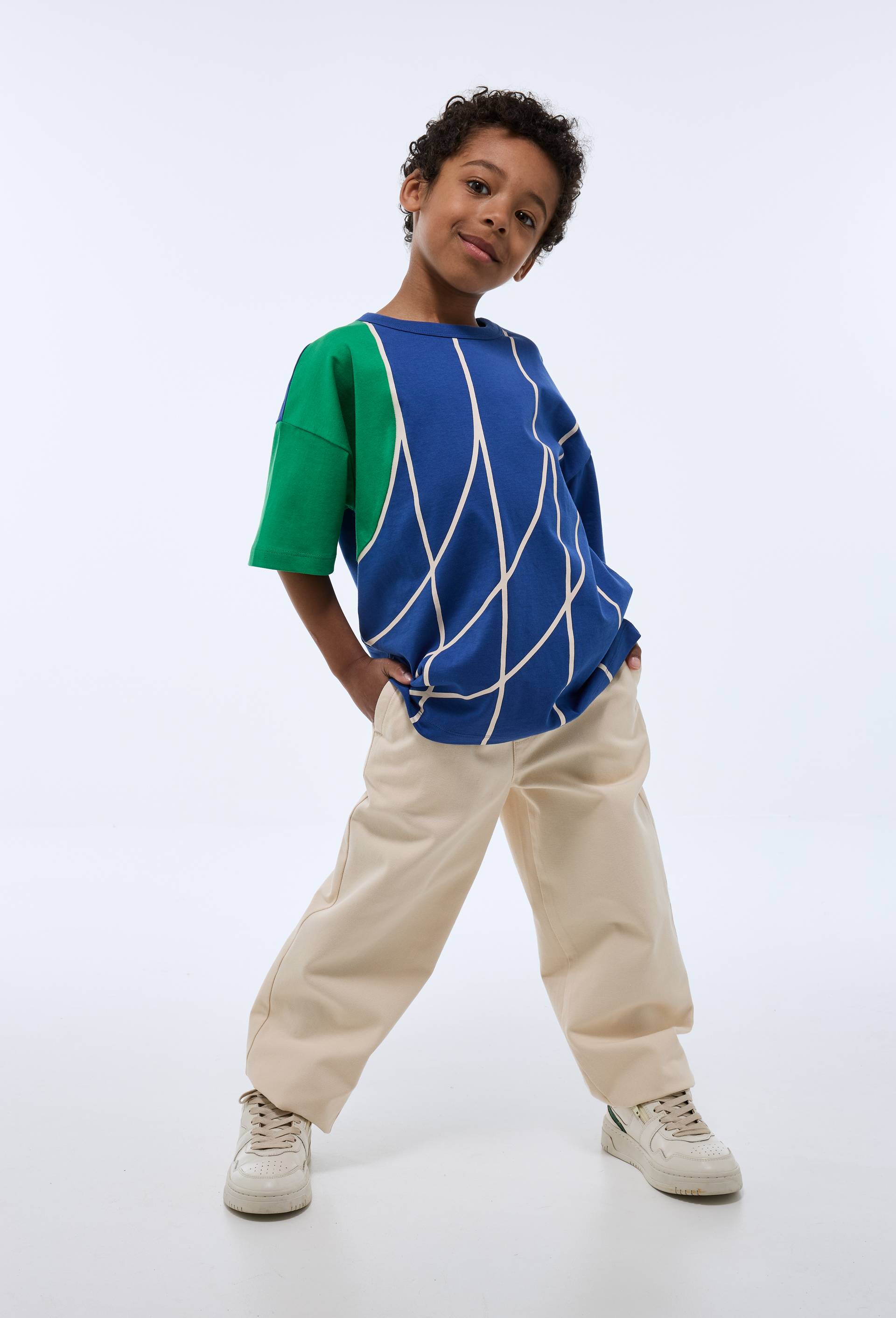 Pantalon droit uni en coton, Beige clair, large image number 0