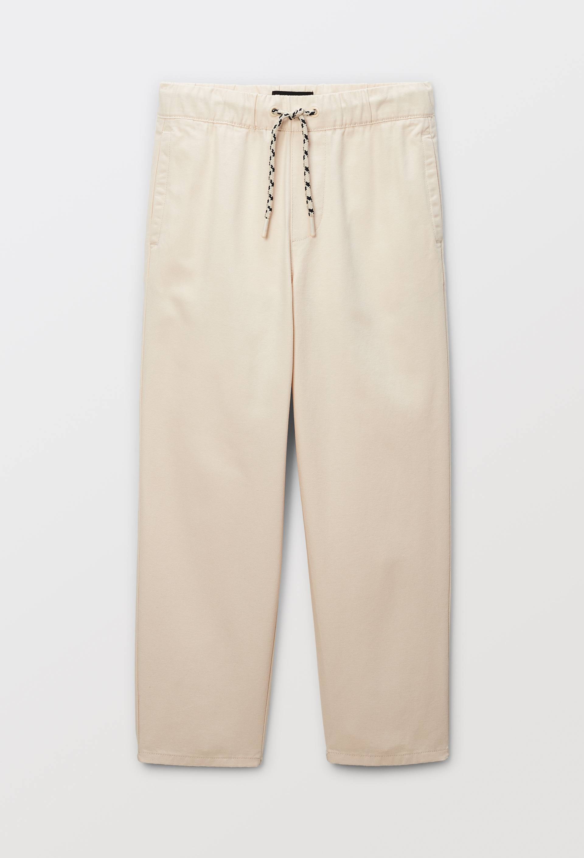 Pantalon droit uni en coton, Beige clair, large image number 1