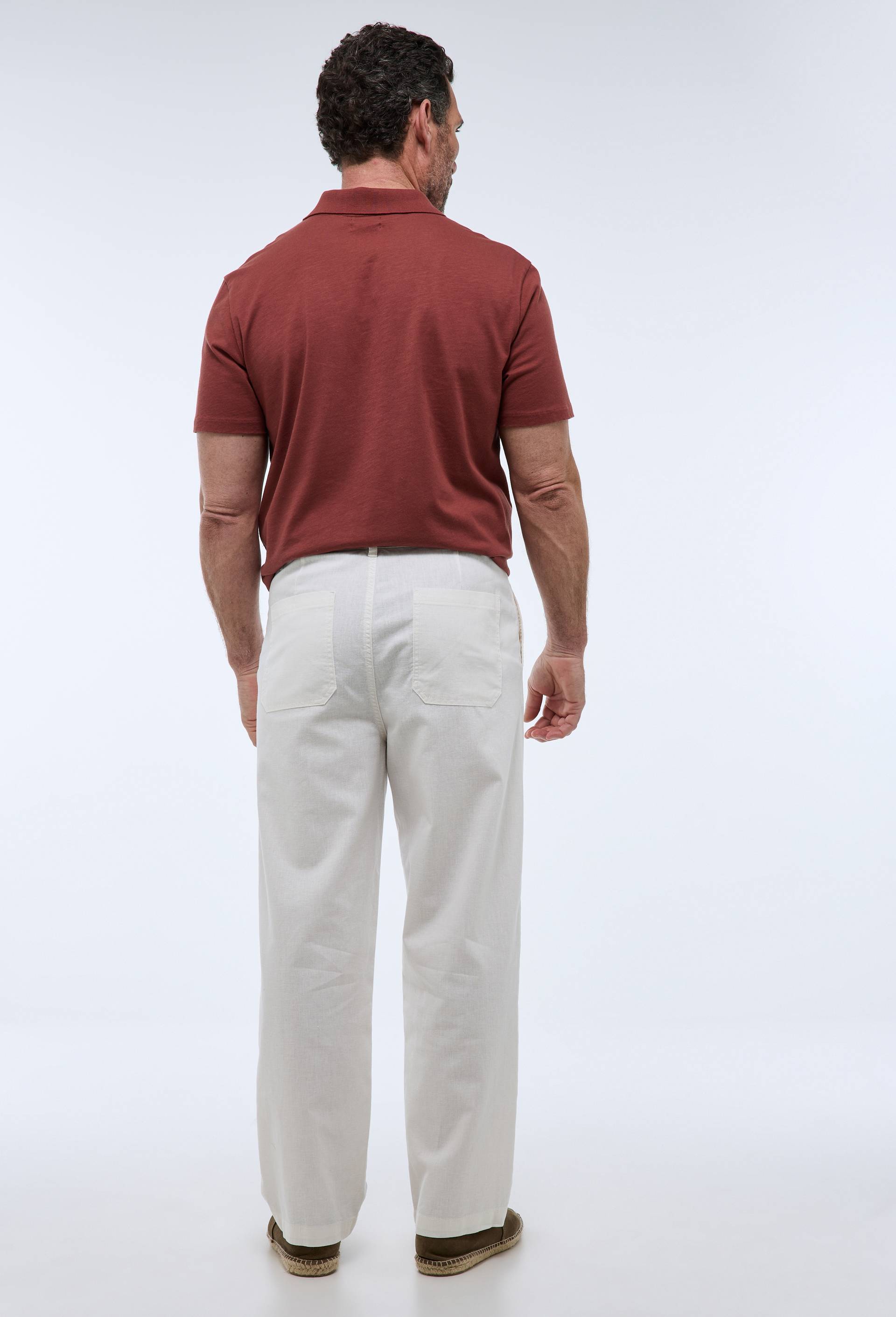 Pantalon à pince en mélange chanvre et coton, Ecru, large image number 2.0