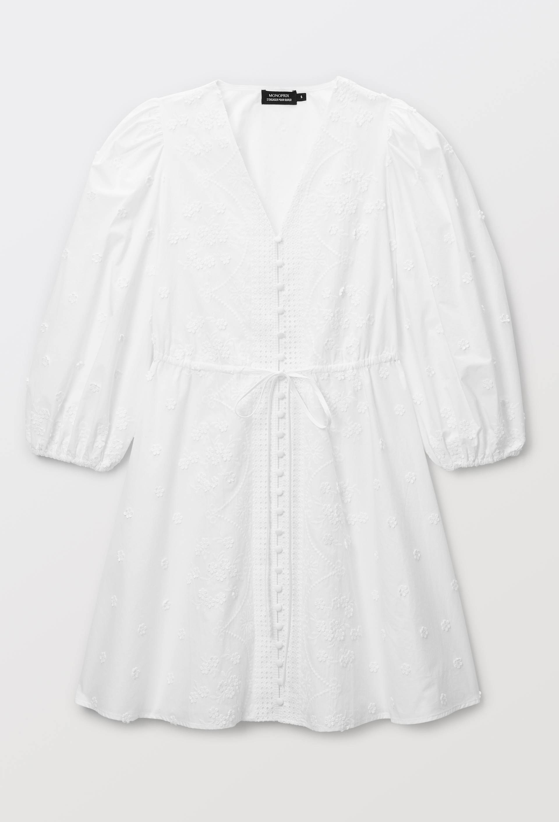 Robe courte en dentelle en coton BIO GOTS, Blanc, large image number 2