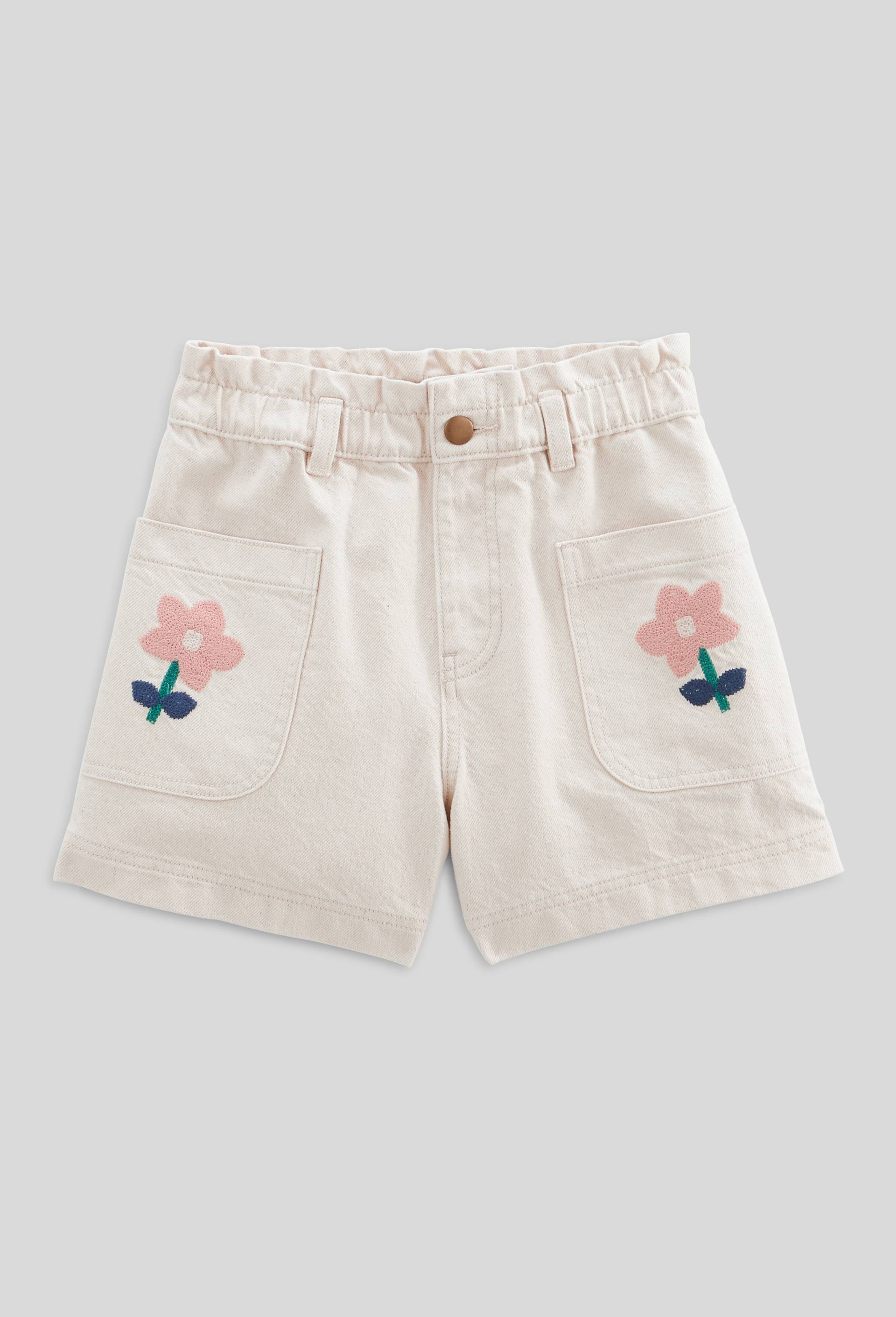 Short en jean &agrave; poches brod&eacute;es, Beige clair, large image number 2
