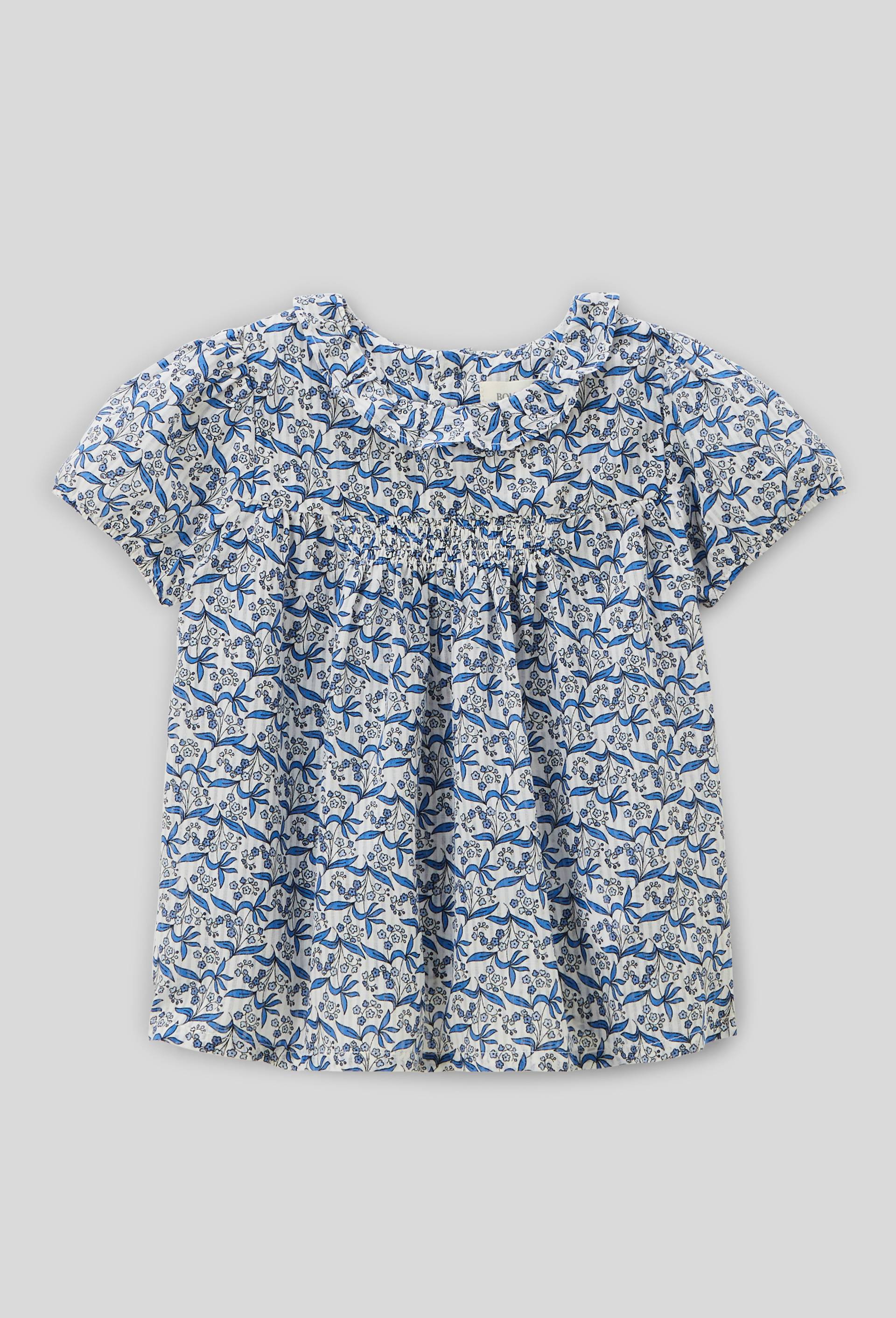 Blouse manches courtes imprim&eacute;e en coton - Collection C&eacute;r&eacute;monie, Beige clair, large image number 0