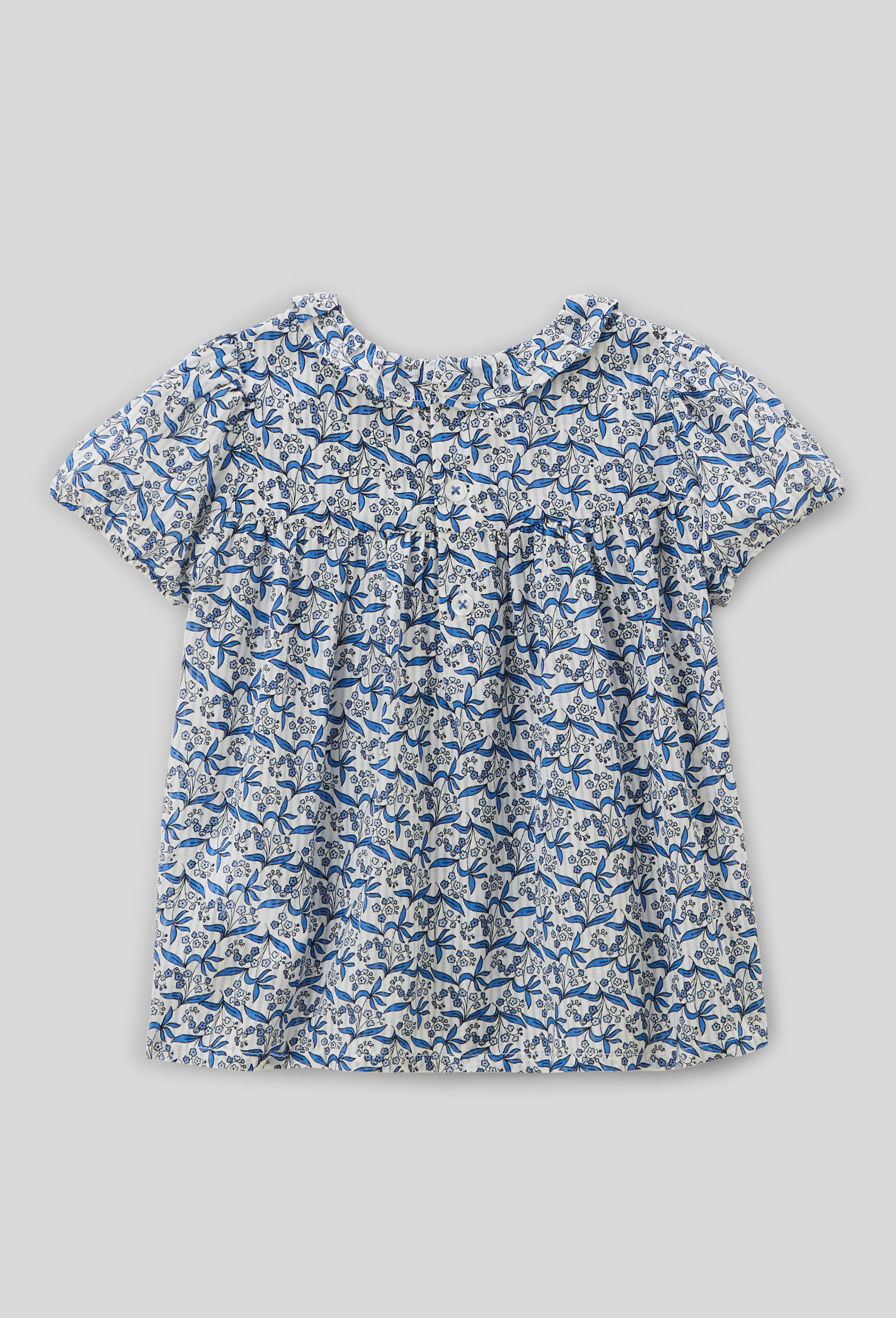 Blouse manches courtes imprim&eacute;e en coton - Collection C&eacute;r&eacute;monie, Beige clair, large image number 1.0