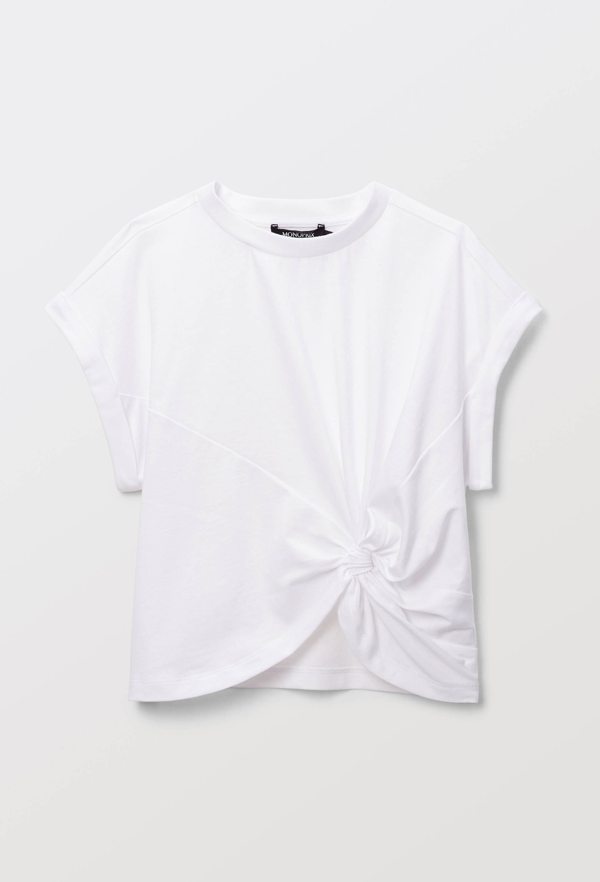 T-shirt &agrave; noeud, Blanc, large image number 1