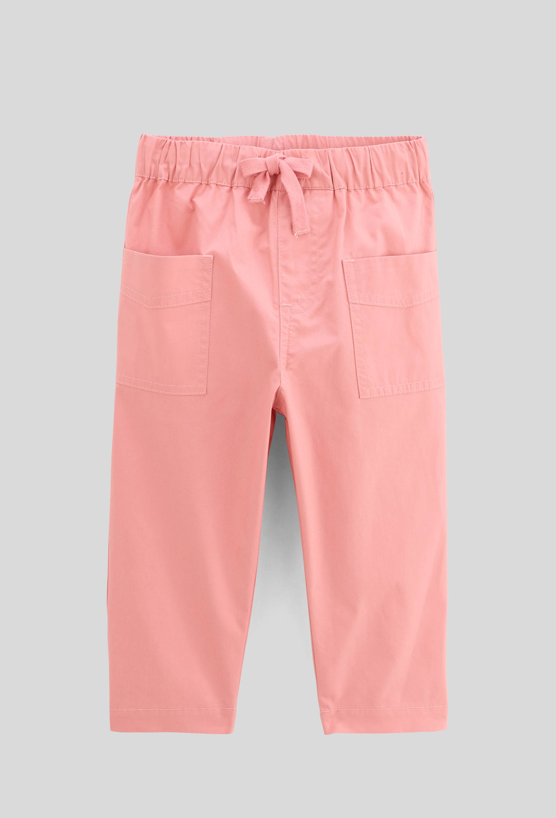 Pantalon taille élastique uni en popeline de coton BIO GOTS, Rose, swatch image