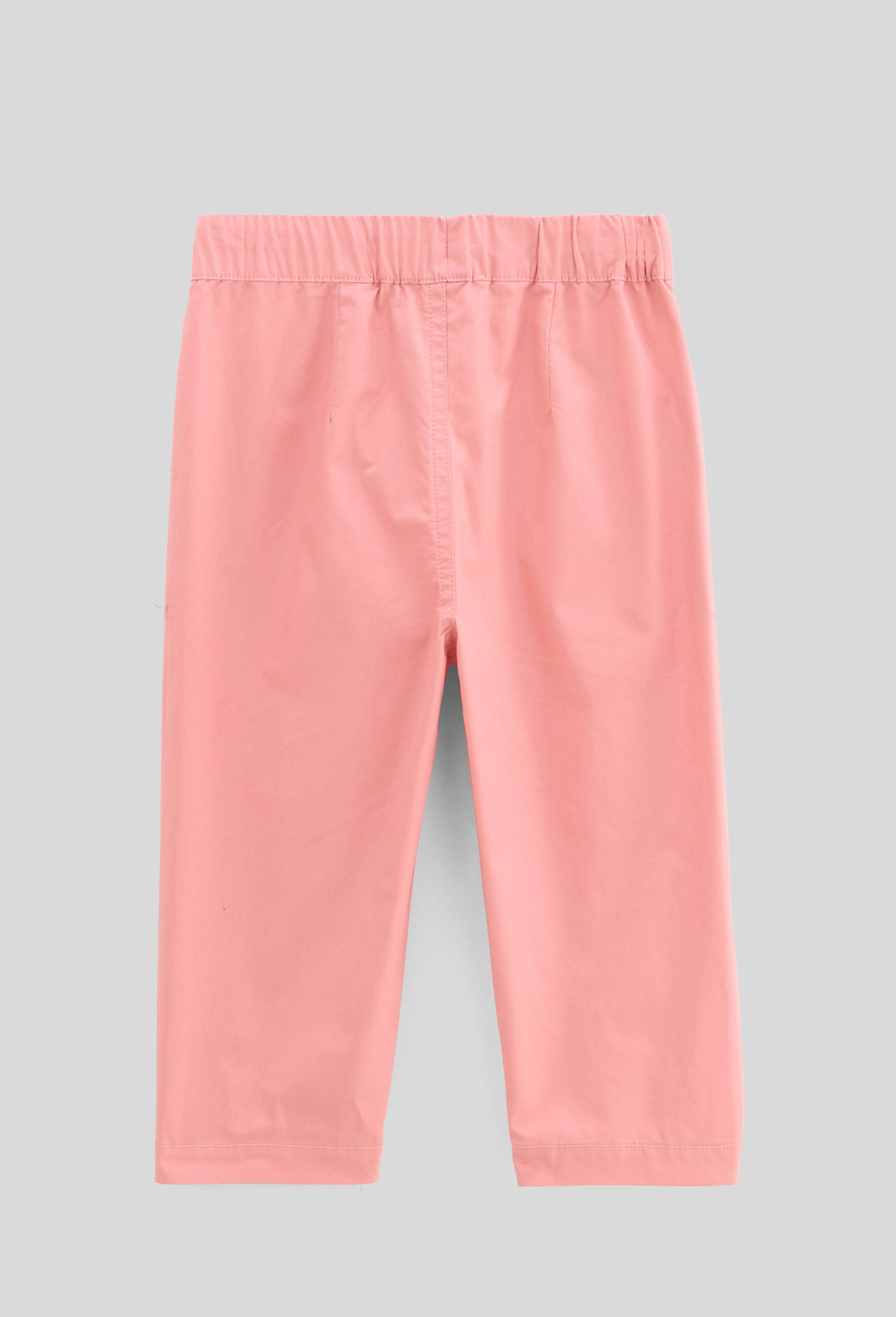Pantalon taille élastique uni en popeline de coton BIO GOTS, Rose, large image number 1