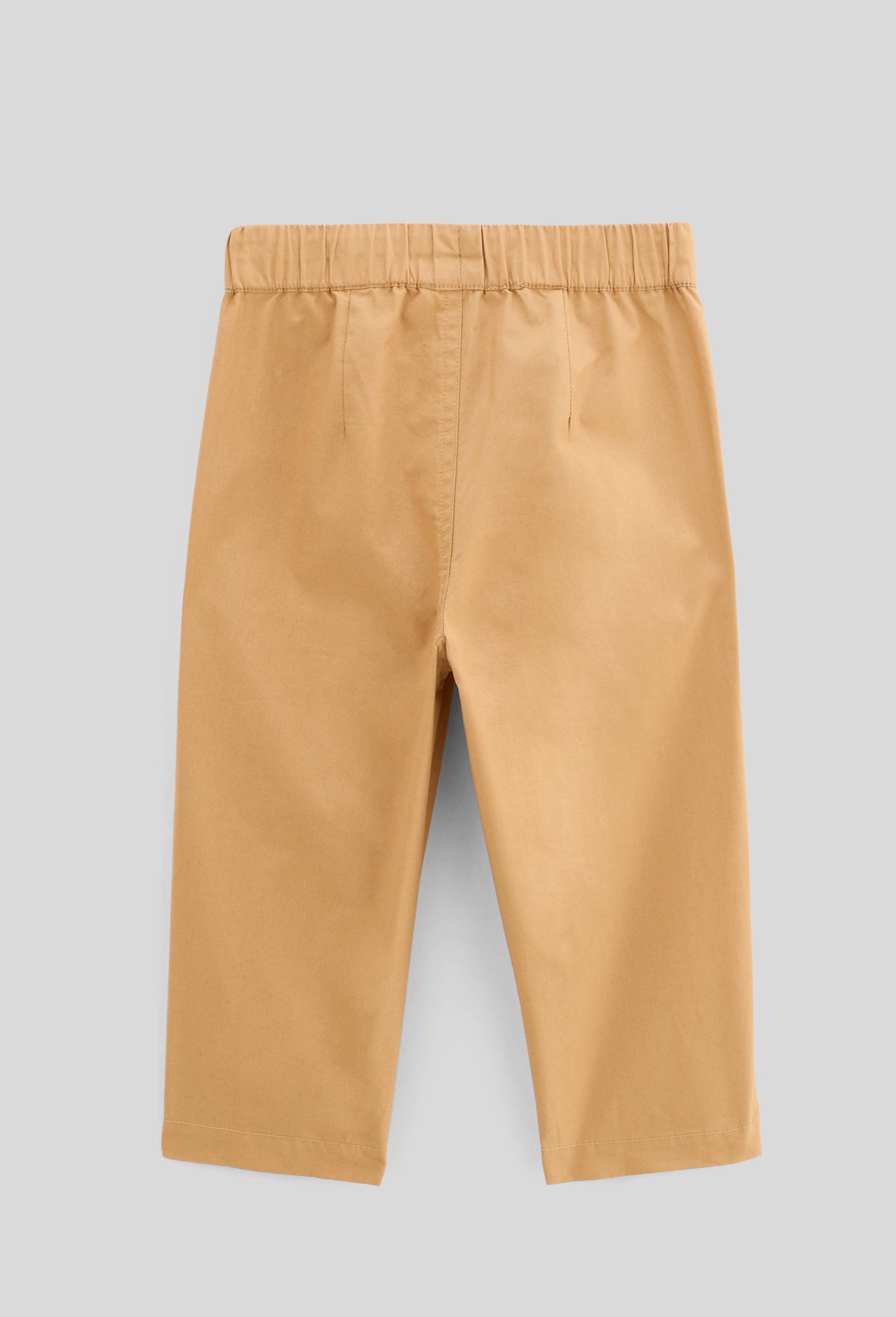 Pantalon taille élastique uni en popeline de coton BIO GOTS, Beige, large image number 1
