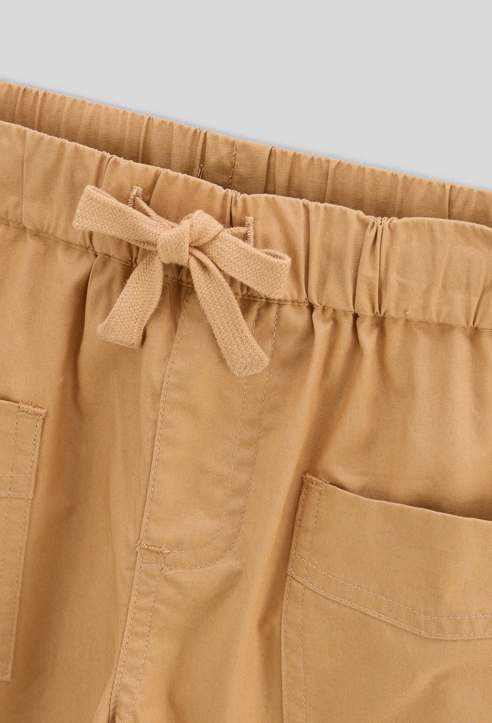 Pantalon taille élastique uni en popeline de coton BIO GOTS, Beige, large image number 2