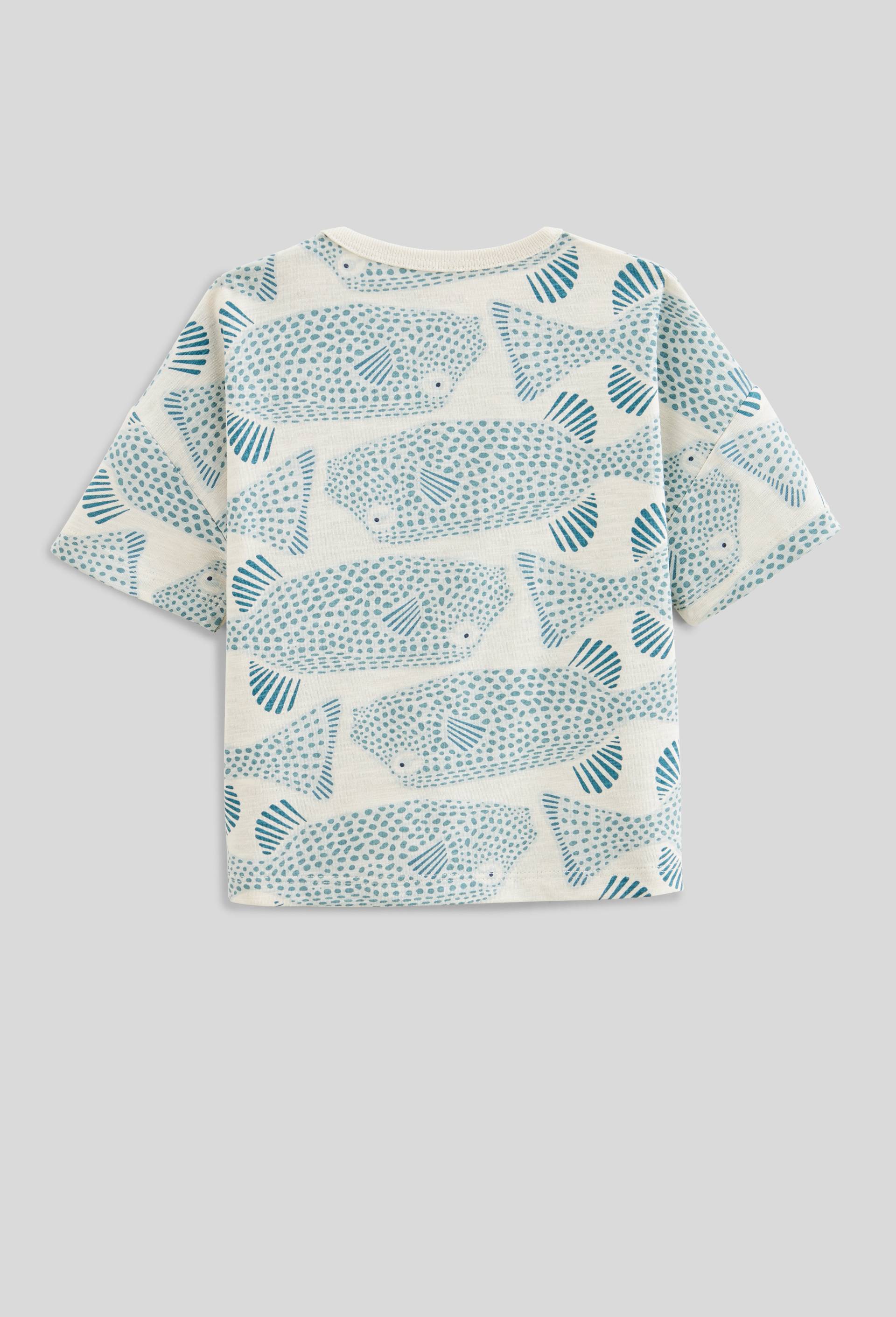 T-shirt manches courtes imprimé en coton BIO GOTS, Beige clair, large image number 1