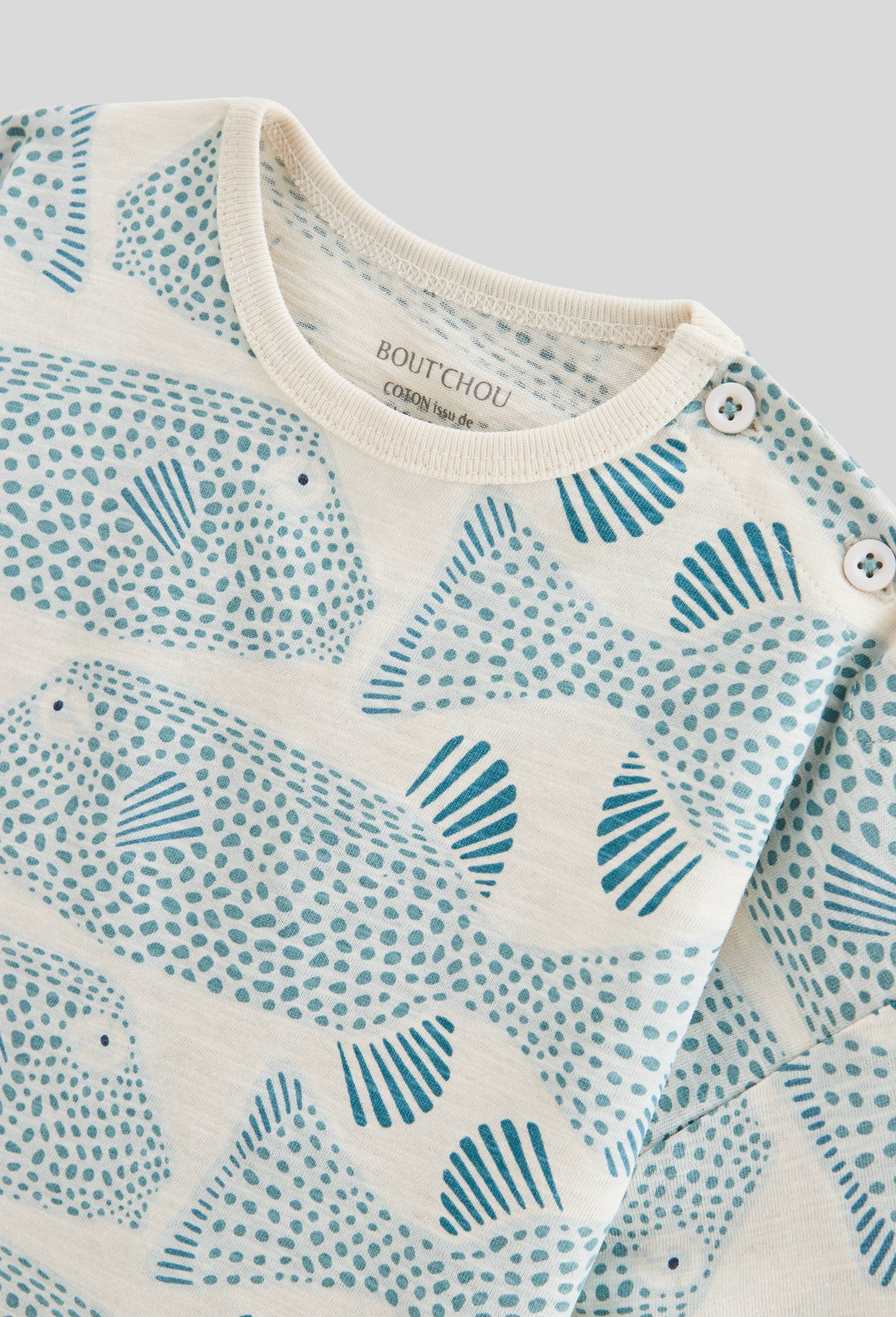 T-shirt manches courtes imprimé en coton BIO GOTS, Beige clair, large image number 2