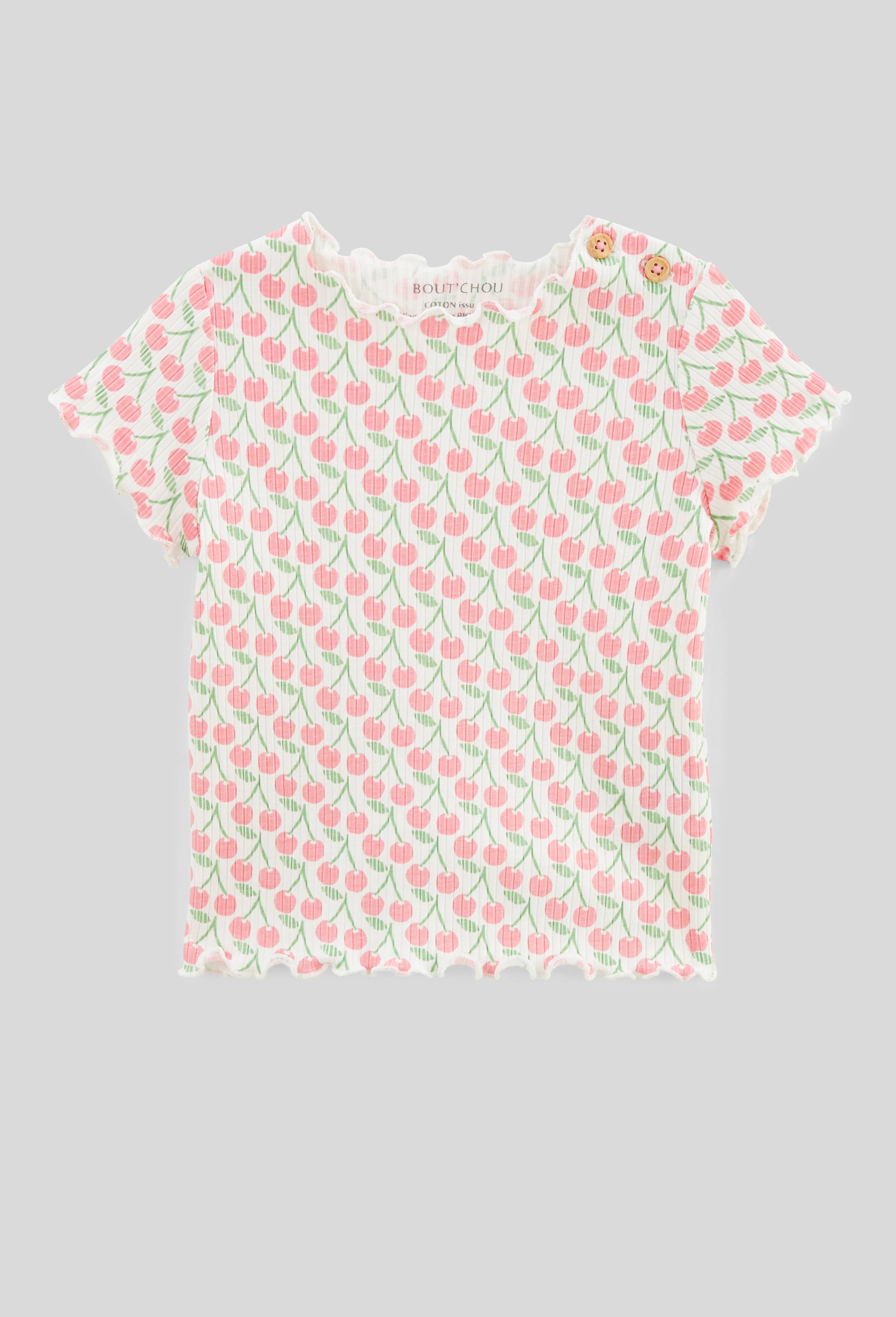 T-shirt manches courtes imprim&eacute; en coton BIO GOTS, Beige clair, large image number 0
