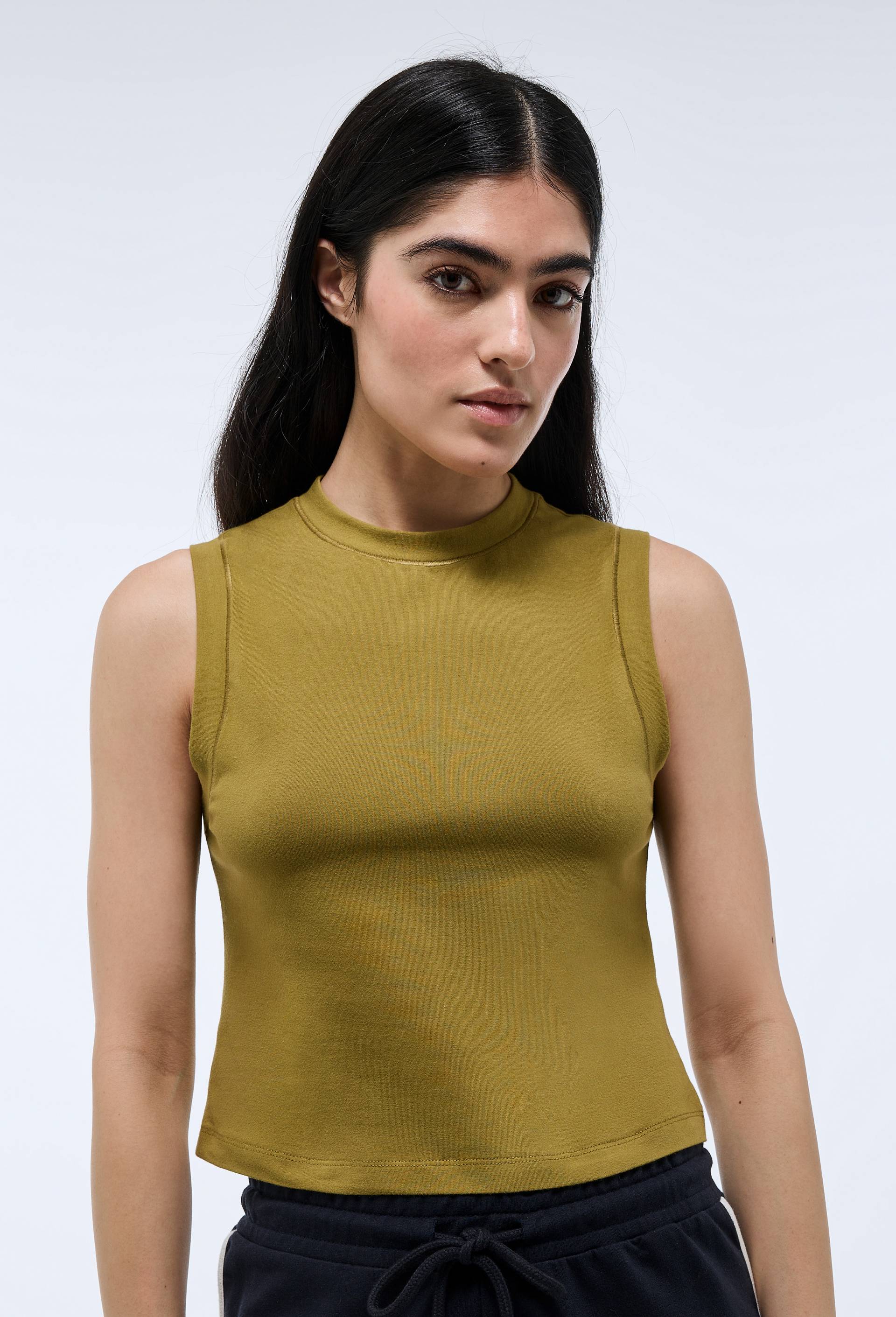 Crop top de sport uni, Vert, swatch image