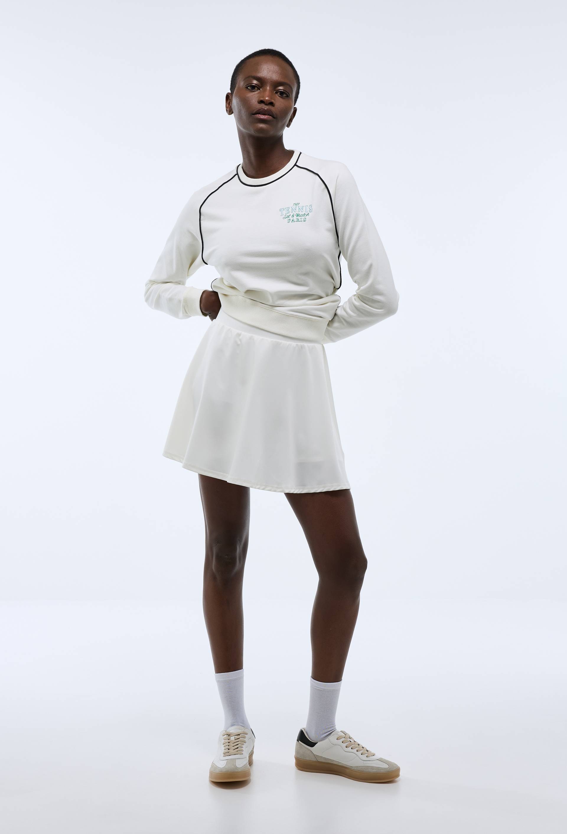 Jupe de tennis pliss&eacute;e, Blanc, large image number 0