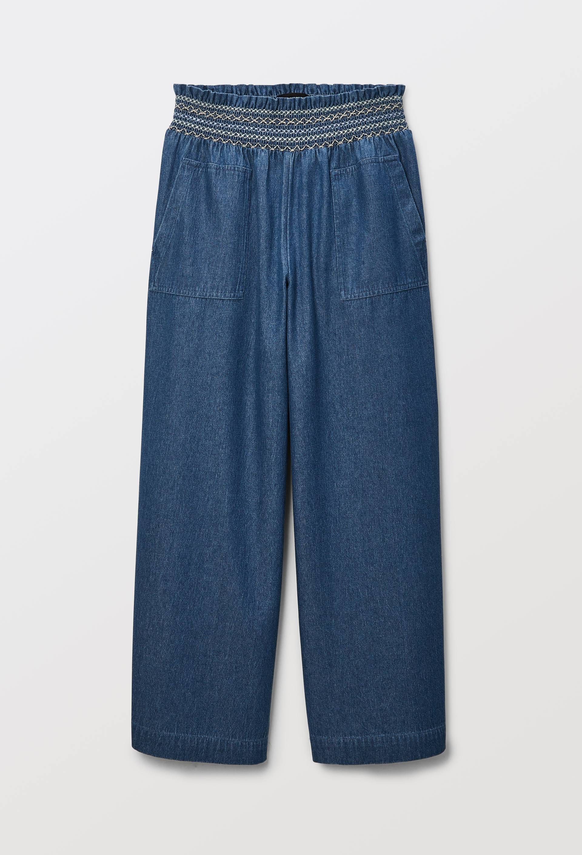 Pantalon taille &eacute;lastiqu&eacute;e, Bleu fonc&eacute;, large image number 1