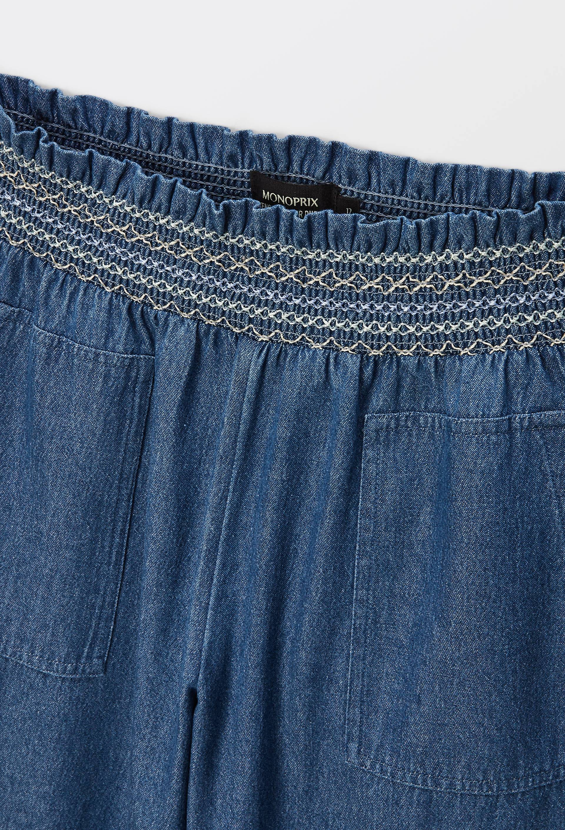 Pantalon taille &eacute;lastiqu&eacute;e, Bleu fonc&eacute;, large image number 3