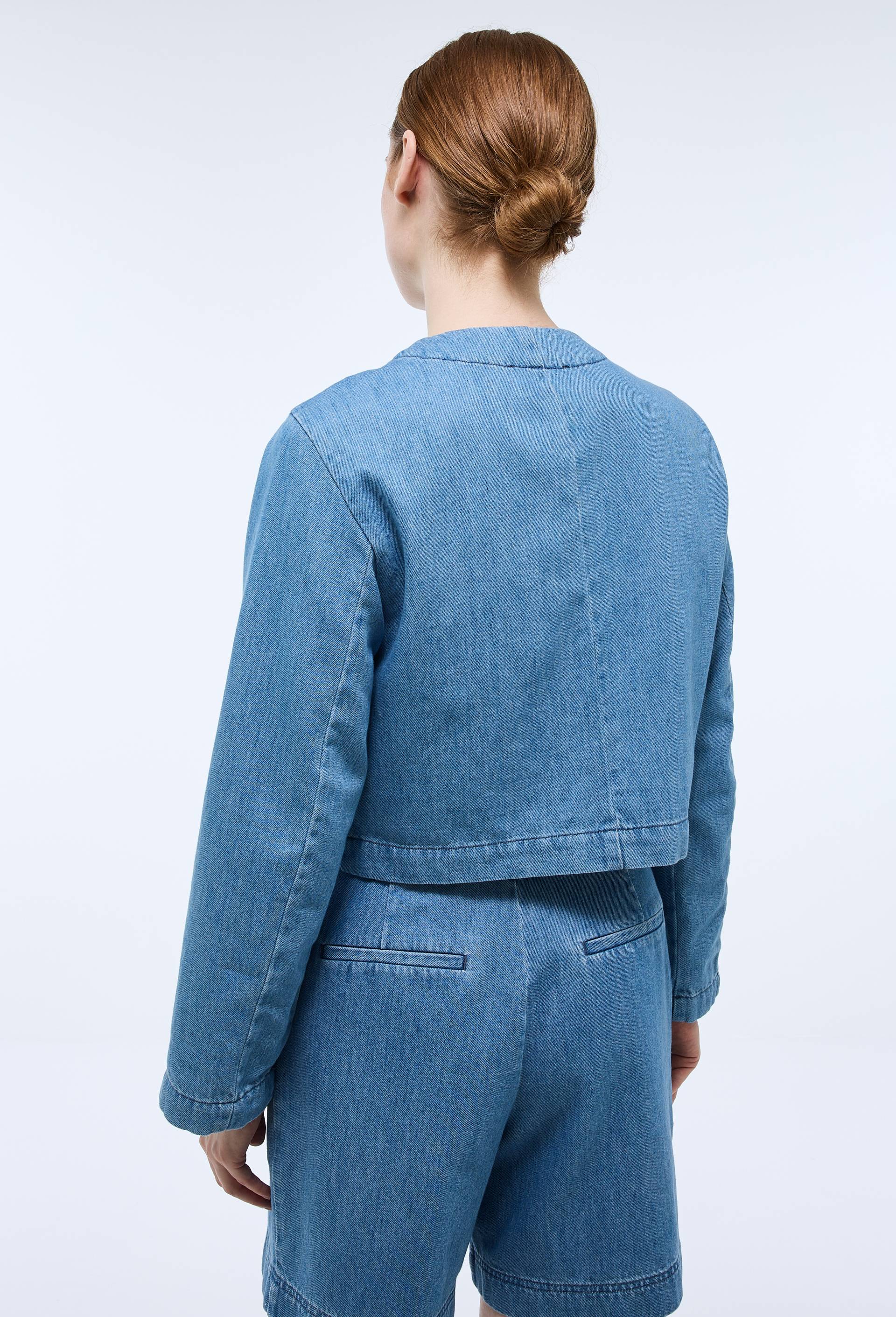 Veste courte unie en denim, Bleu fonc&eacute;, large image number 2.0