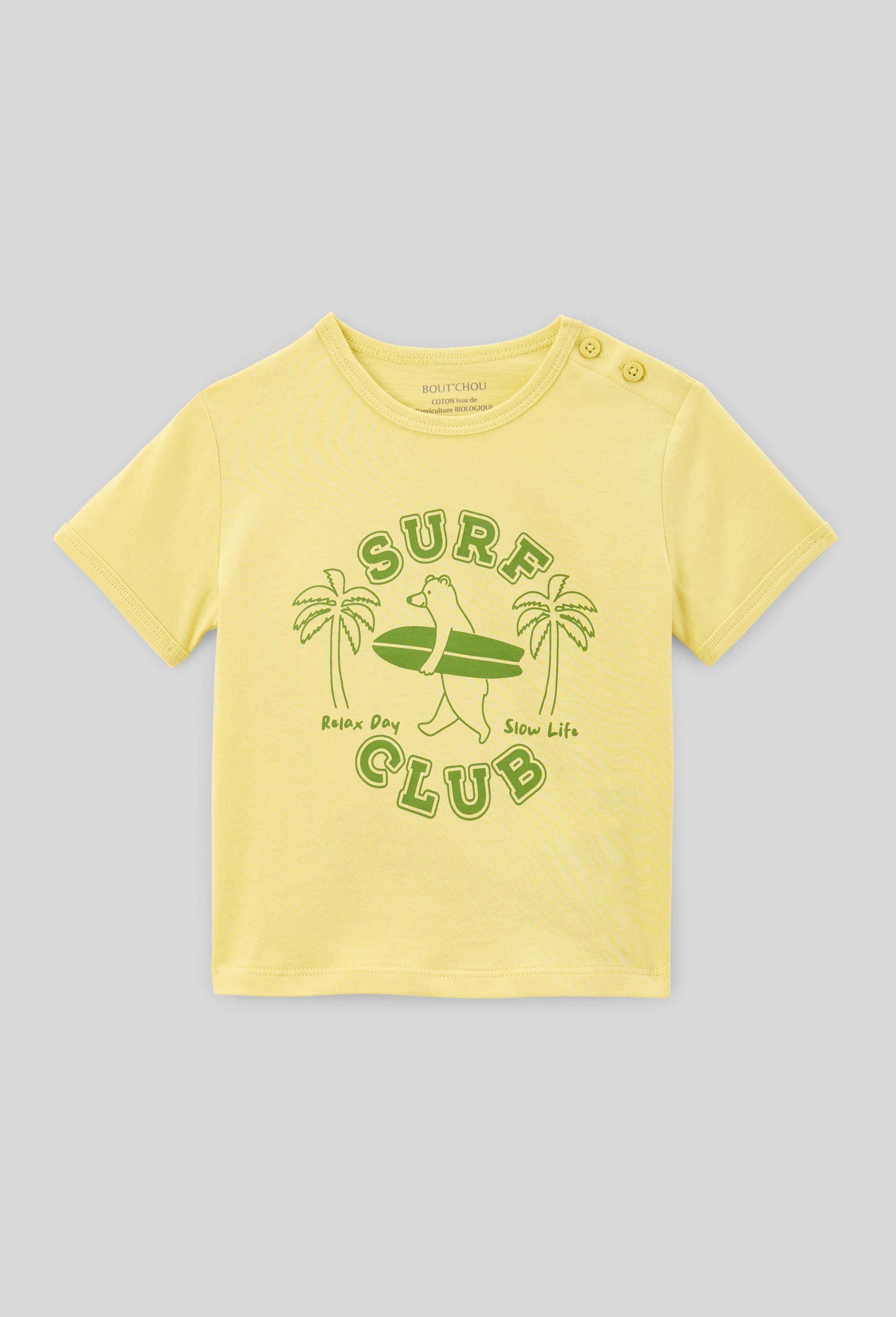 T-shirt manches courtes imprimé en coton BIO GOTS, Jaune, large image number 0