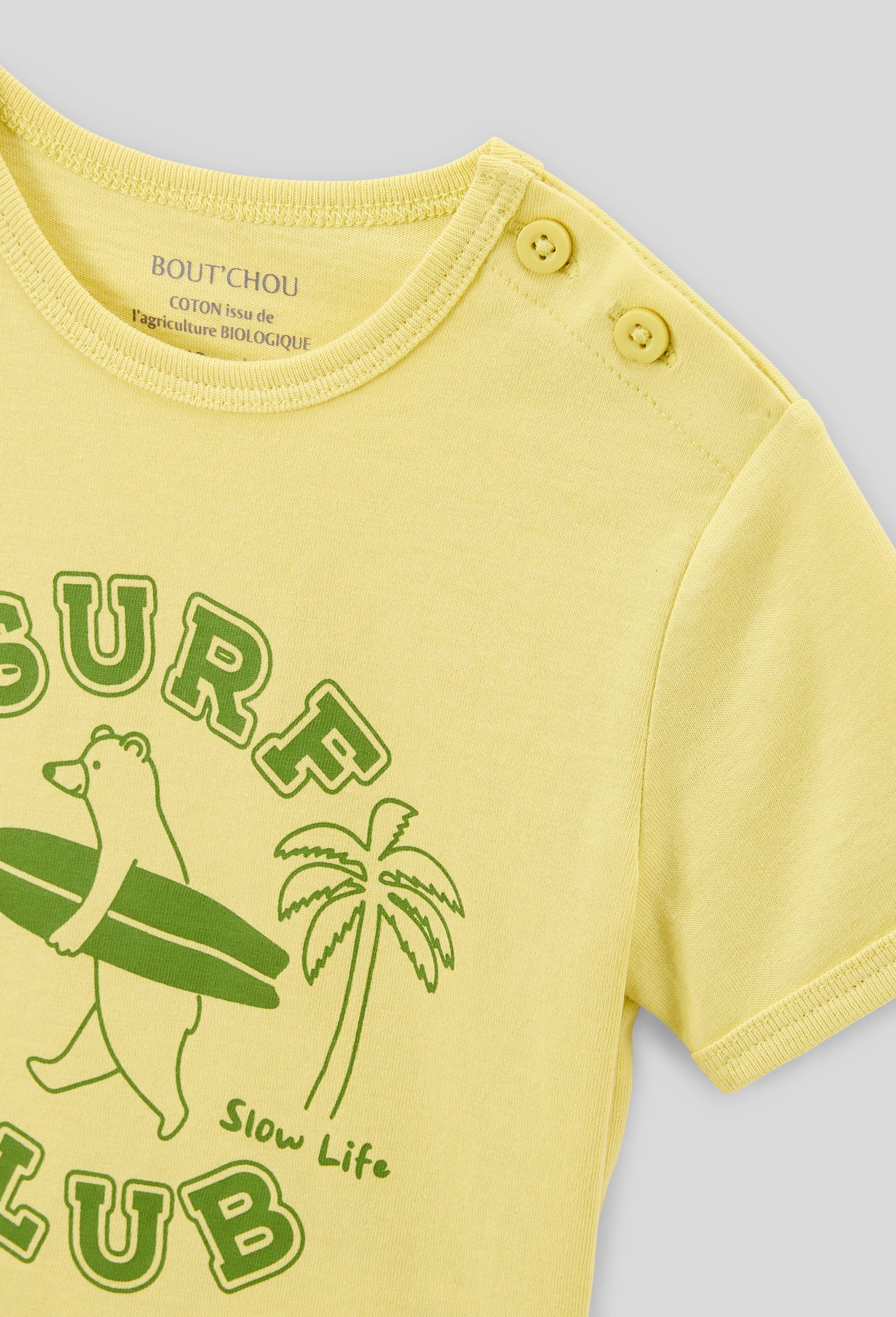 T-shirt manches courtes imprimé en coton BIO GOTS, Jaune, large image number 2