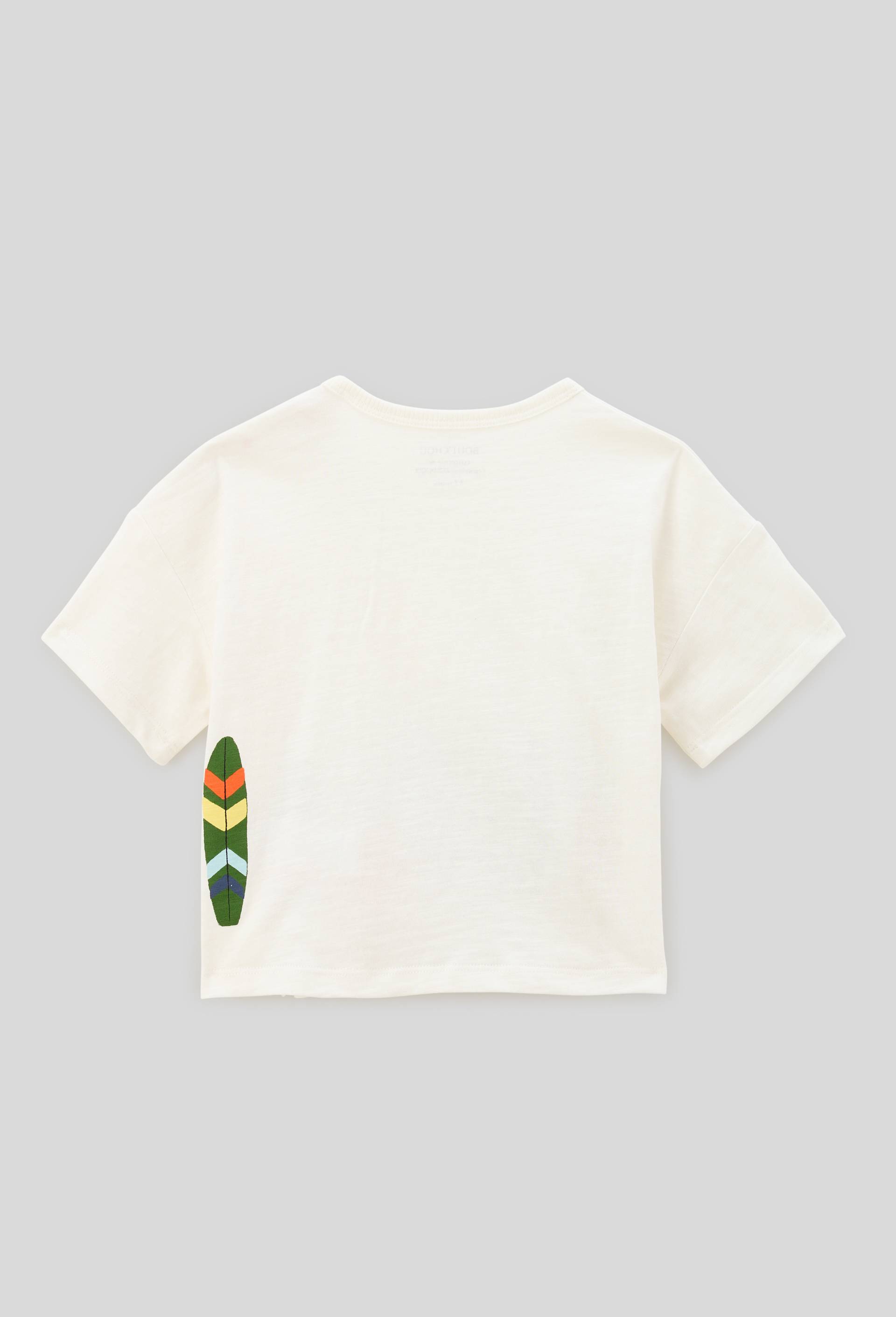 T-shirt manches courtes imprimé en coton BIO GOTS, Ecru, large image number 1