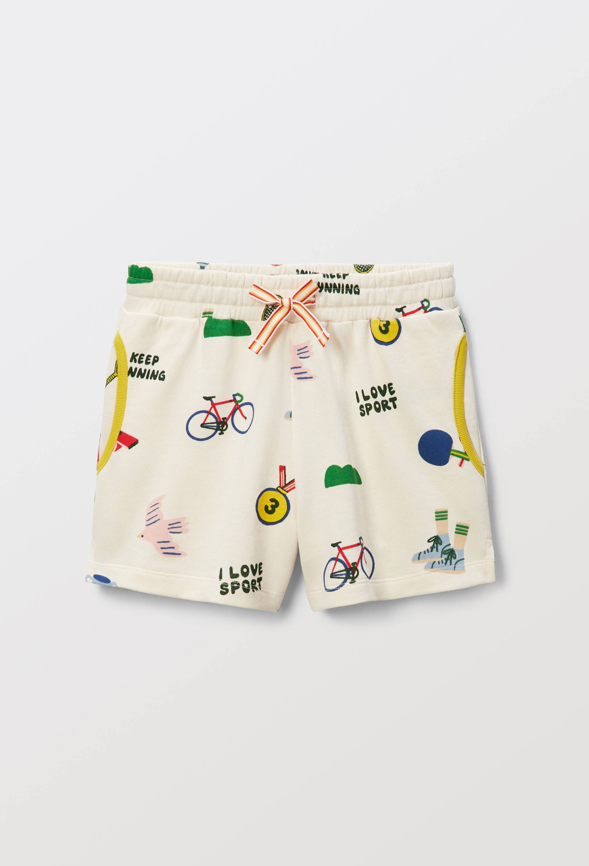 Short imprim&eacute; en coton, Beige clair, large image number 1.0