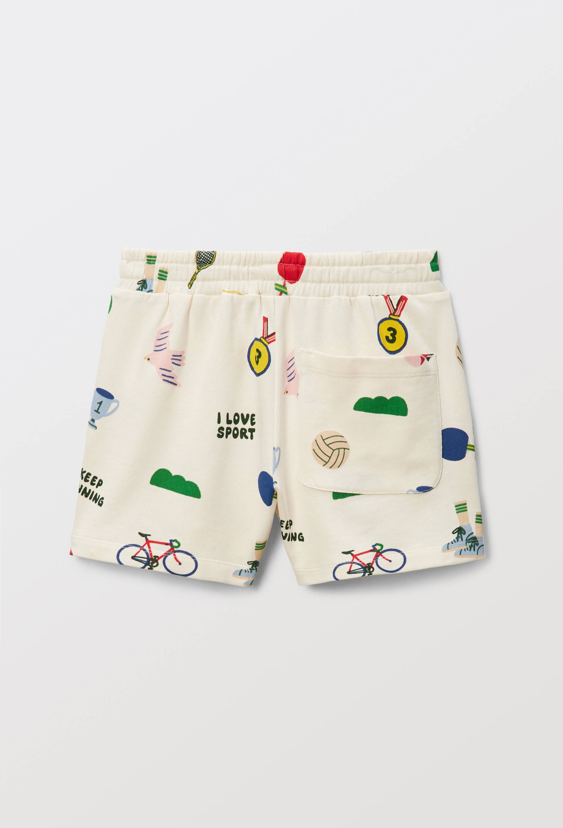 Short imprim&eacute; en coton, Beige clair, large image number 2