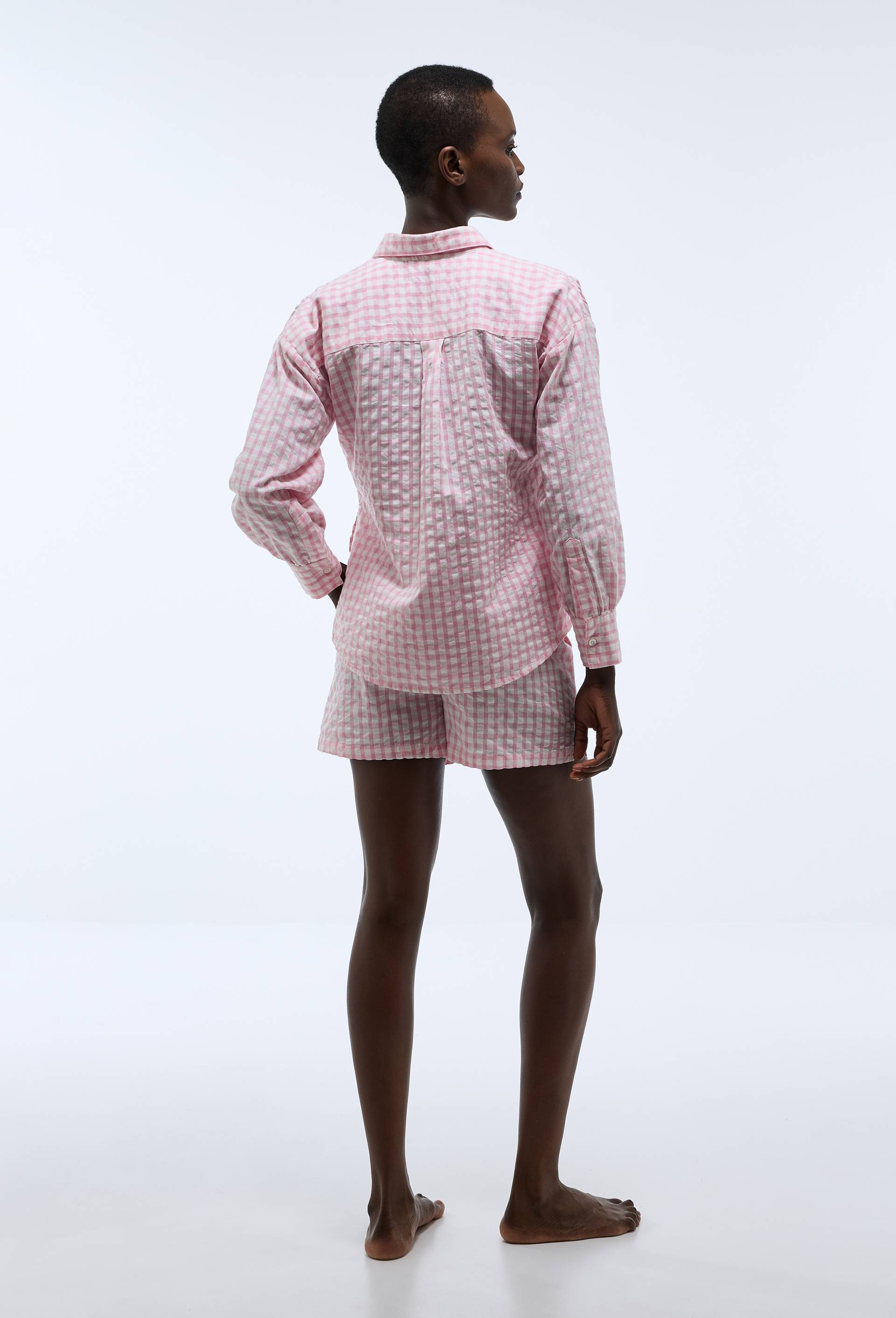 Short de plage vichy en coton BIO GOTS, Rose, large image number 1
