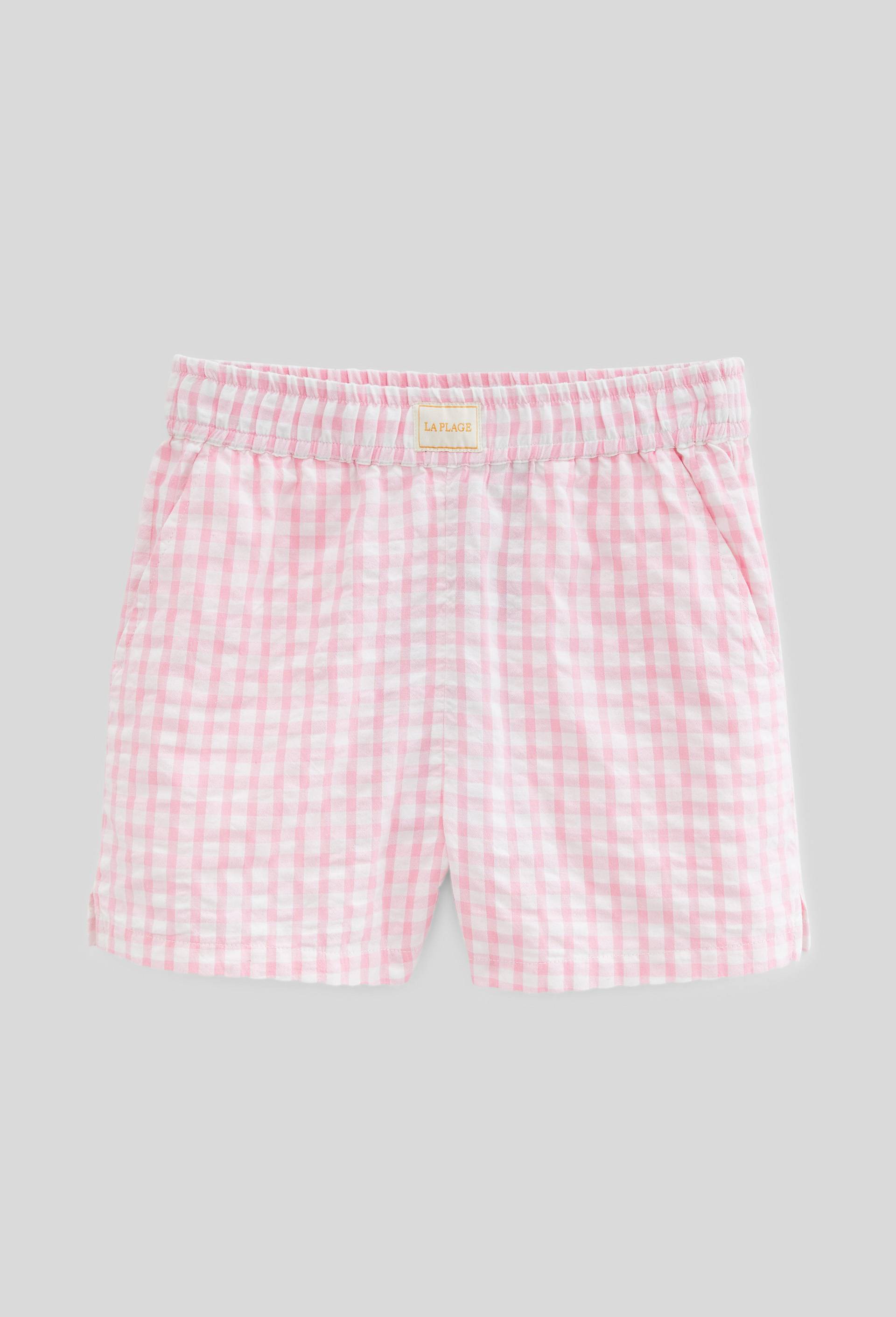 Short de plage vichy en coton BIO GOTS, Rose, large image number 2.0
