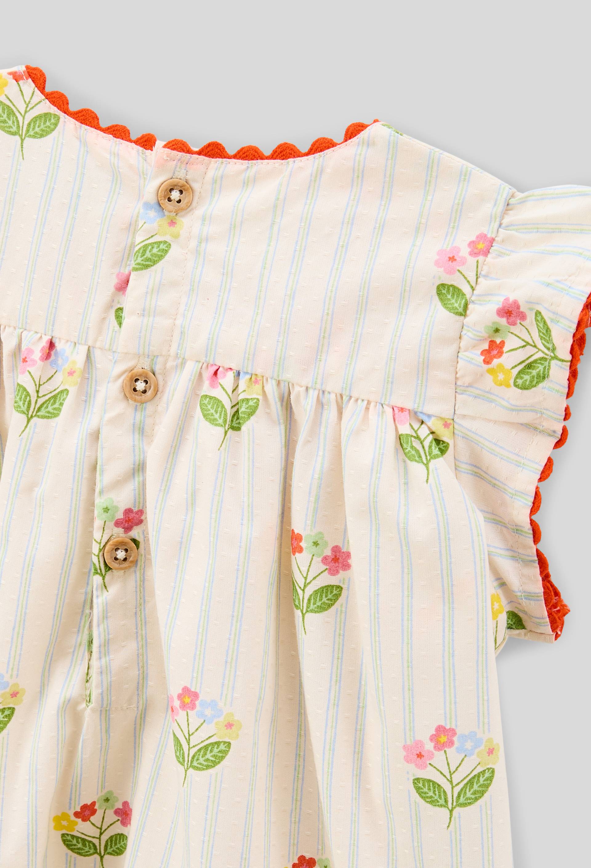Robe avec bloomer rayés et imprimés en coton BIO GOTS, Beige clair, large image number 2